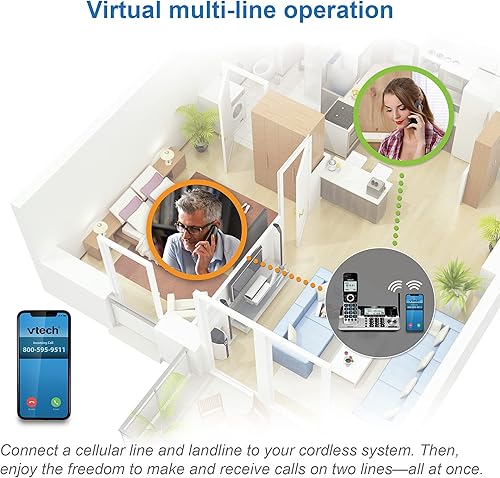 Miniatura 10 de VTech VS306-5 DECT 6.0 5 teléfonos inalámbricos para el hogar con Bluetooth, sistema de contestación, bloqueador de llamadas inteligente, anuncio de
