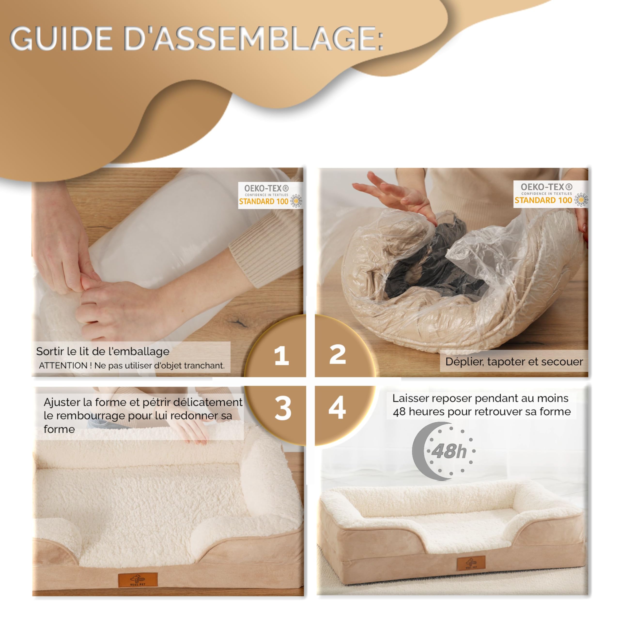 Lit Orthopédique pour Chat Lavable Imperméable (Medium)