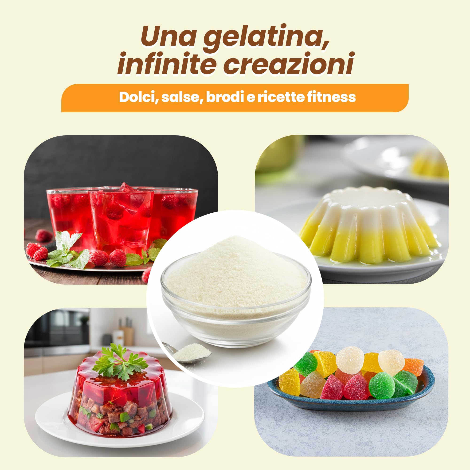 Snadi Gelatina in polvere | 1 kg | 100% pura, insapore e qualità professionale | Ricca di aminoacidi precursori del collagene | Pasticceria, dessert, gel e salse | Facile da sciogliere e consistenza