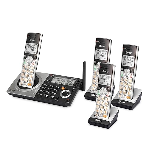 Miniatura 13 de AT&T CL83407 DECT 6.0 - Teléfono inalámbrico de 4 auriculares para el hogar con base de teclado dual, contestador, bloqueo de llamadas,