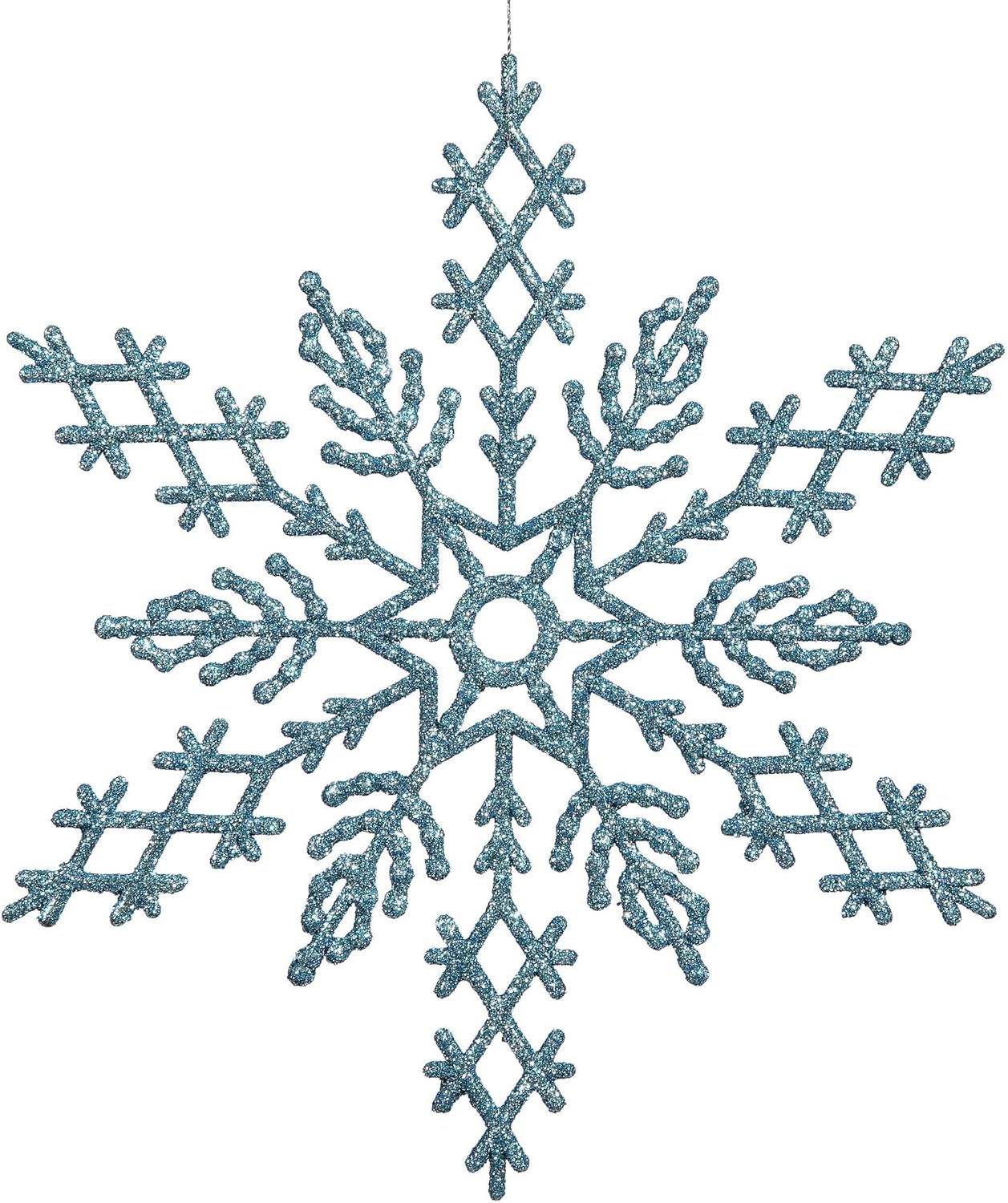 Vickerman 8" White Glitter Snowflake Christmas Ornament, 12 per Box