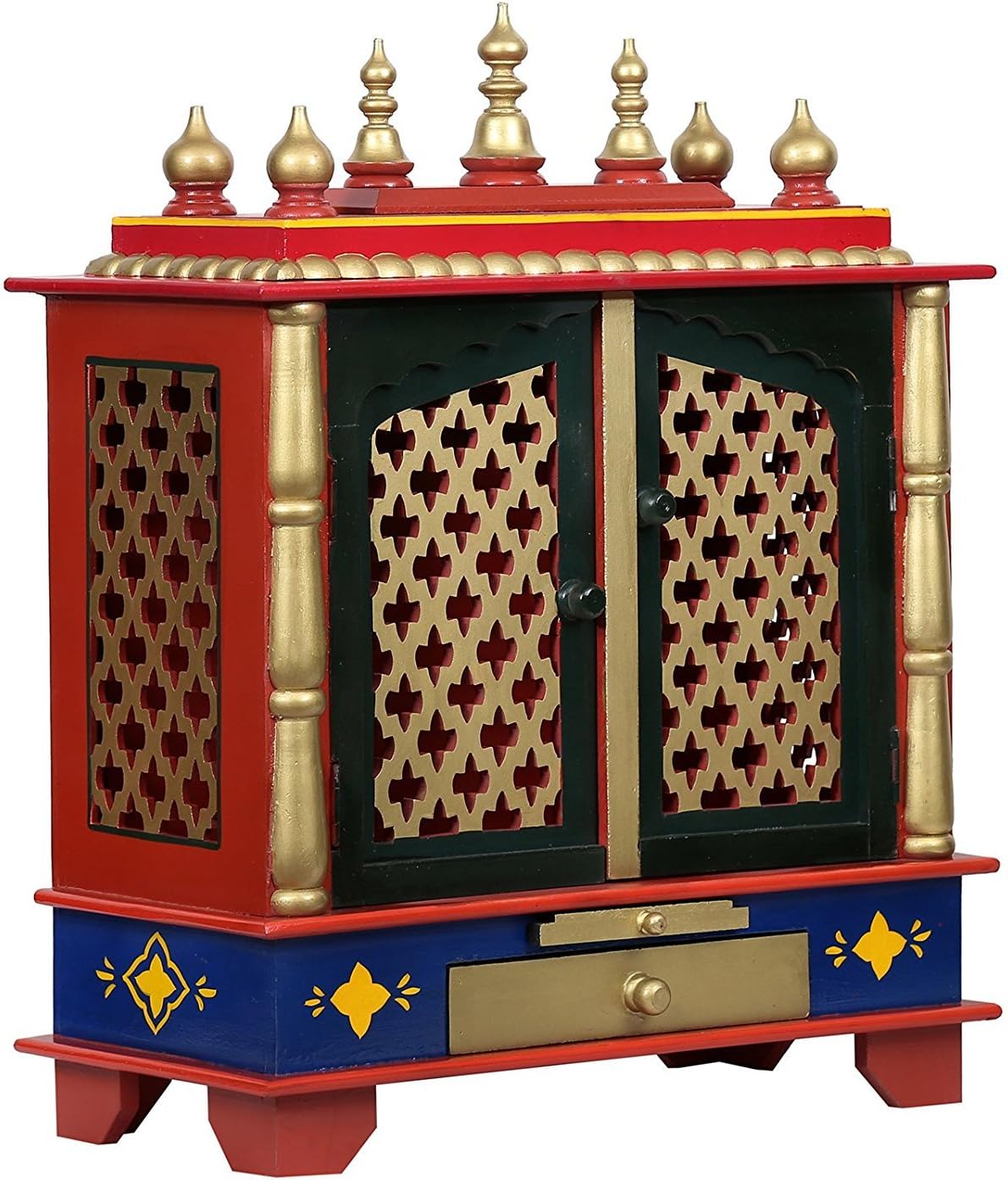 Home Temple, Wooden Temple, Pooja Mandir for Home (48 X 32 X 84 (WXDXH) inch, Green2) Buy 1 and GET 1 Free
