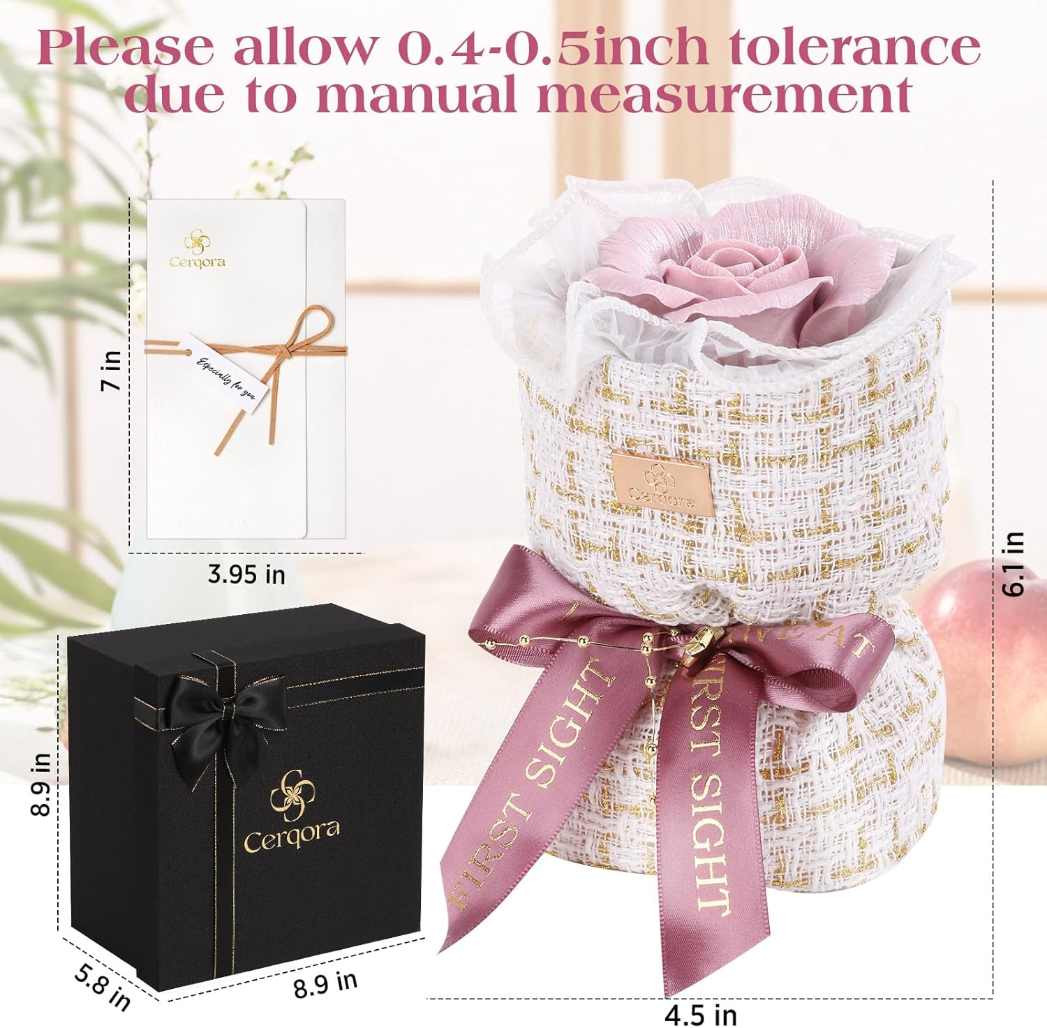 Valentines Day Gifts for Her - Pink Purple Ceramic Preserved Rose Bouquet, Handmade Eternal Flower with Natural Fragrance Diffuser, Luxury Chanel Style Gift for Wife Girlfriend Mom - Image 8