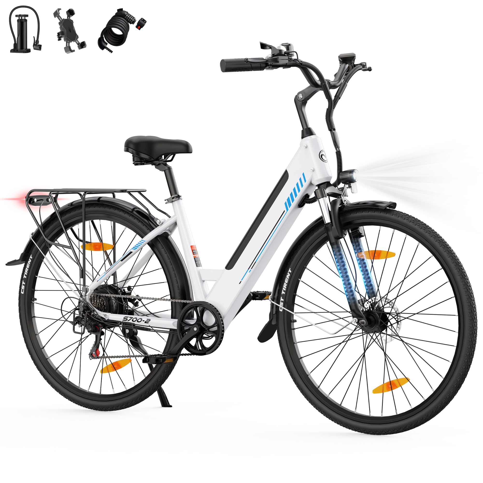 E Bike, 28 Zoll E-Bike Herren Damen 48V 499.2 Wh Akku, Reichweite Bis 100 KM, 250W Motor, Elektrofahrrad 7-Gang Schaltung, E Fahrrad LCD-Display, 4 Fahrmodi, Pedelec CityBike für Erwachsene