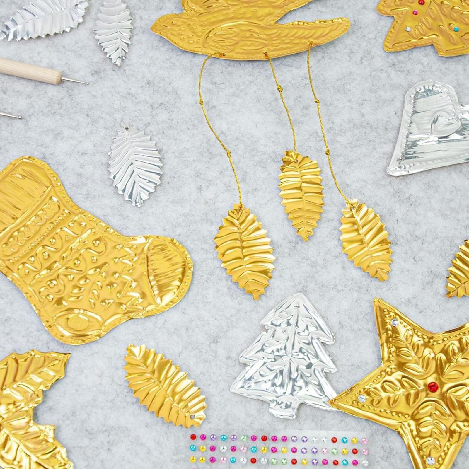Genérico Láminas De Oro Transferible,Kit De Arte Para Repujado Metálico - Accesorio De Plata Y Oro Reluciente Con Resplandor Para Pintura Grabado Repujado Manualidades Adultos Niños