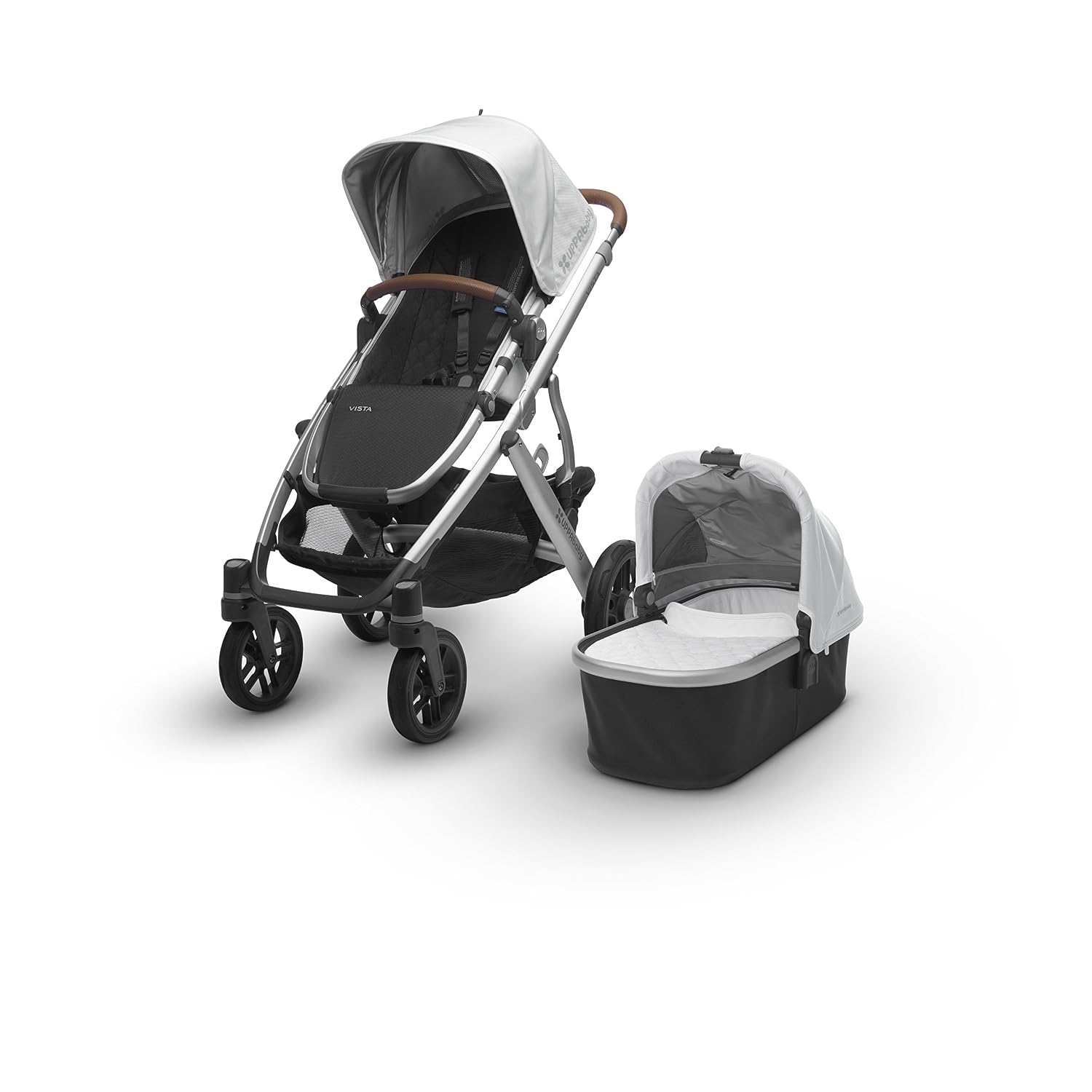 2018 UPPAbaby VISTA Stroller, Loic (White/Silver/Saddle Leather)