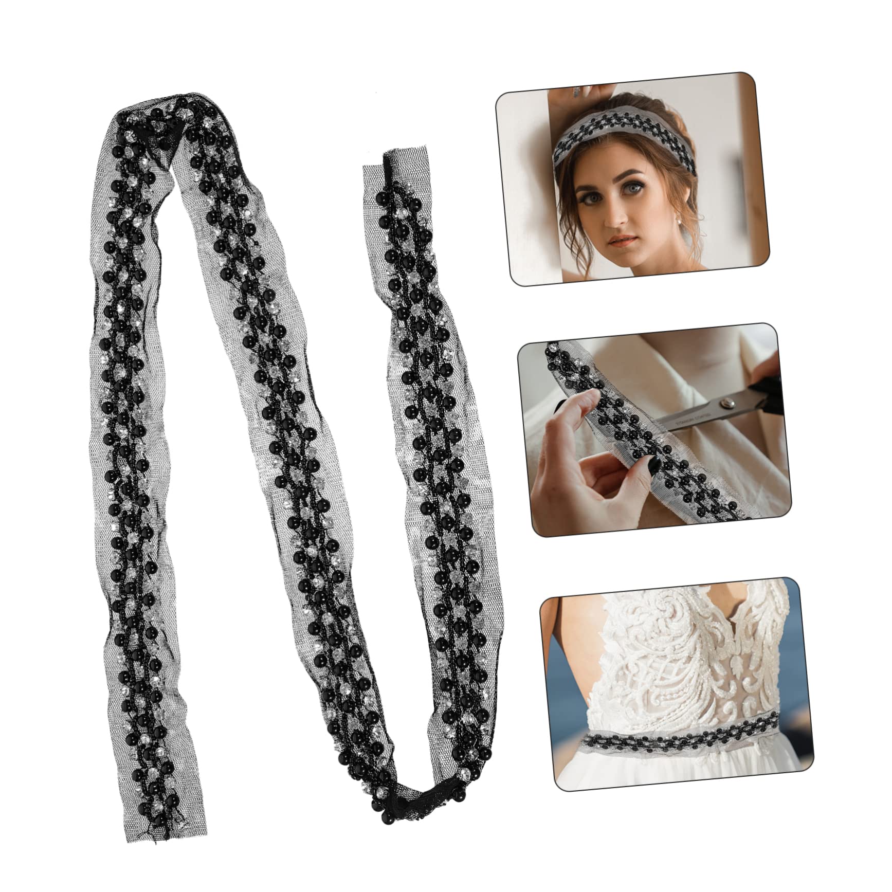 Operitacx 5piezas Cinta De Encaje Perlas y Ribete Multifuncional Para Manualidades y Accesorios De Ropa Para Boda y