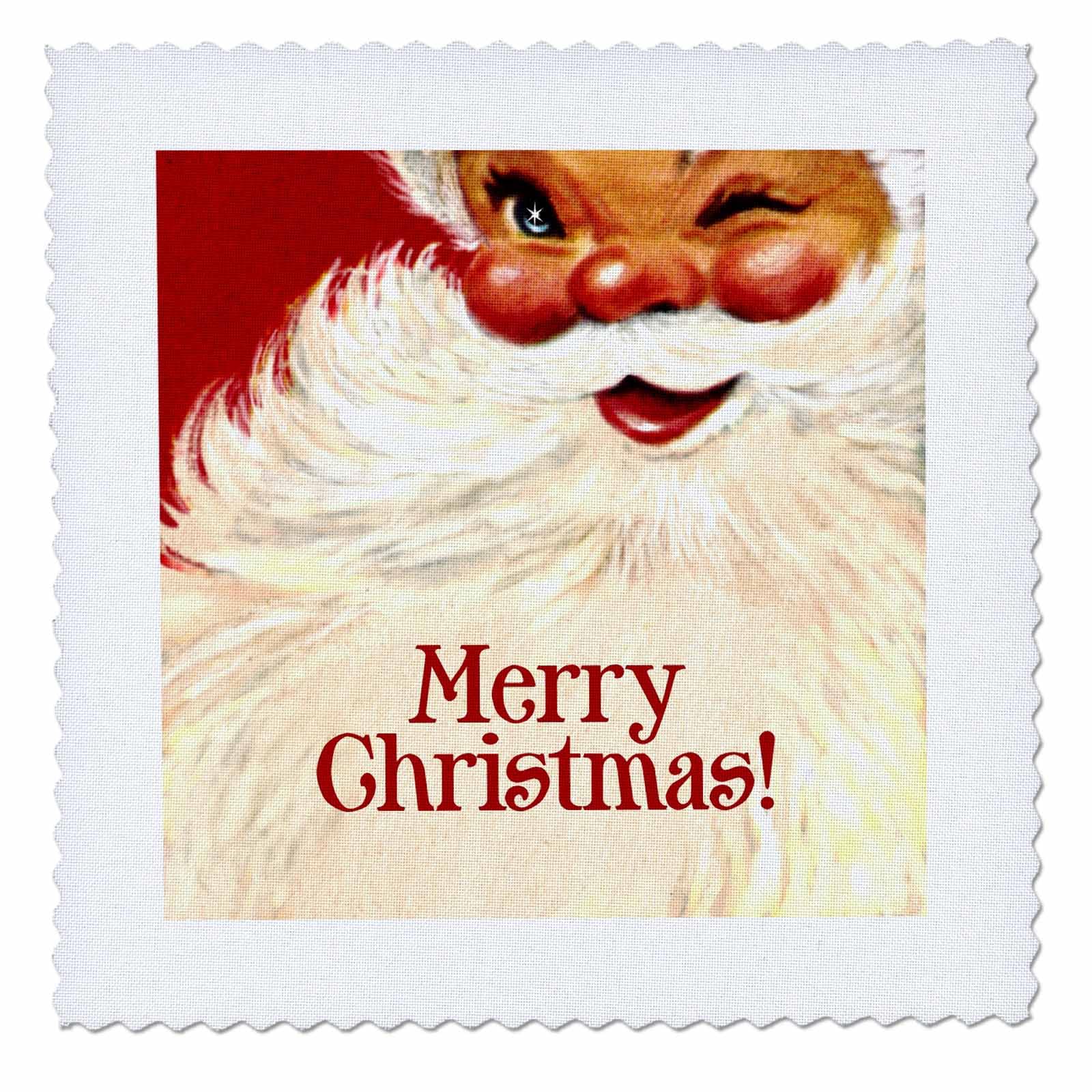 20x20 inch Quilt Square - Merry Christmas- Image of Jolly Santa Claus with a twinke in his Eye Christmas Designs