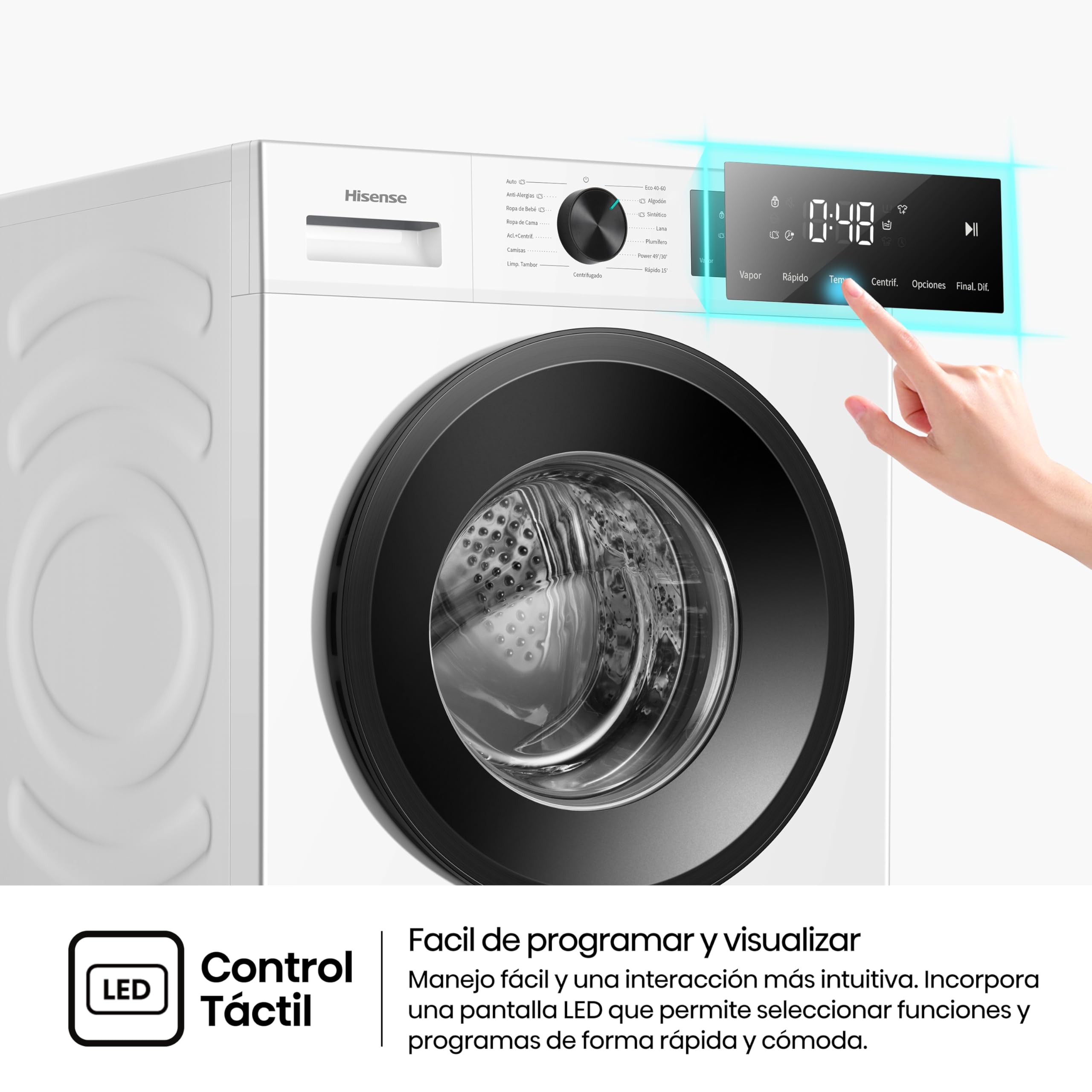 Hisense WF1I1142BWL - Lavadora 11 Kg, 1400 rpm, Clase A, Fondo 59cm, Lav. Power 49’ y Rápidos 30' y 15', Dispensador Automix, Lavado Auto Wash, Antiarrugas, iFit™ Fondo Optimizado, Vapor 99,9%, Blanco