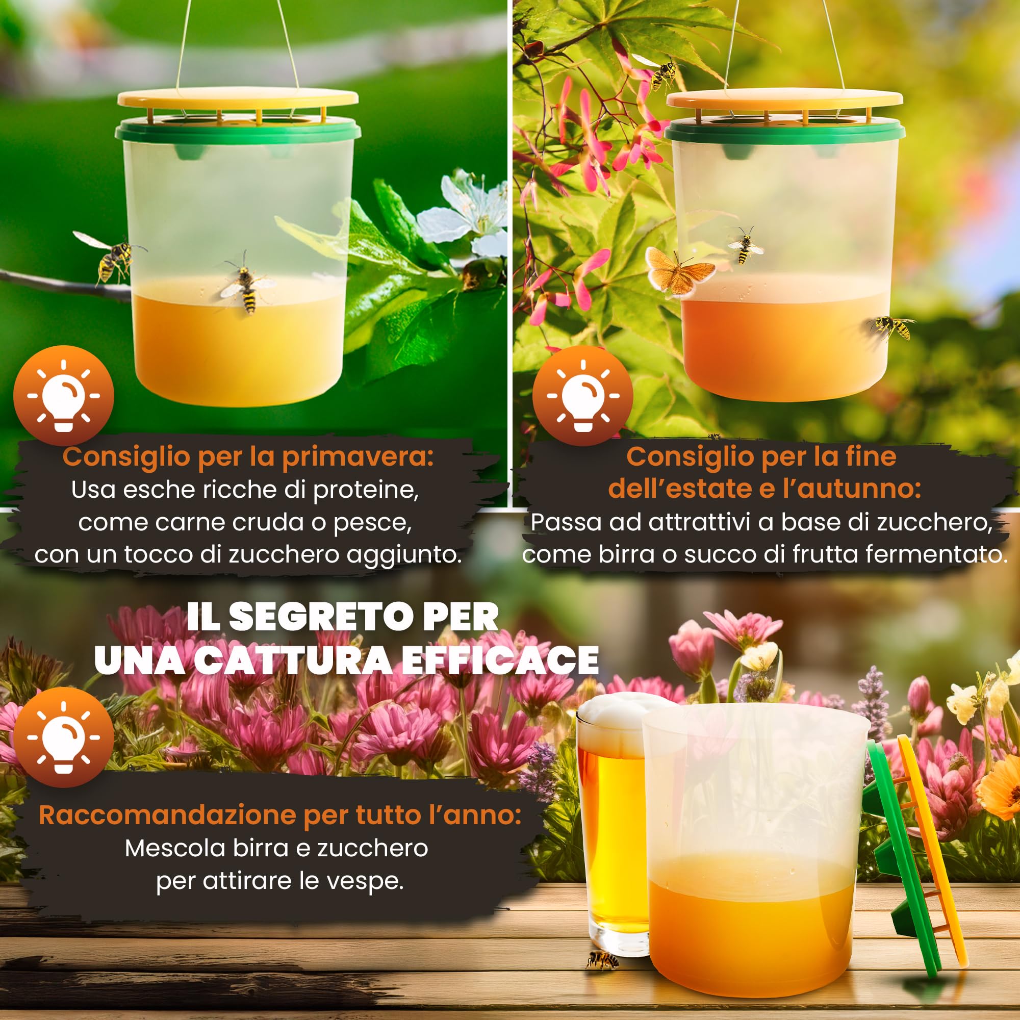 2 Trappola Calabroni - Trappola per Vespe, Trappole per Vespa Velutina Cattura di Calabroni Asiatico Grosse da Esterno, 2 Pezzi da Appendere