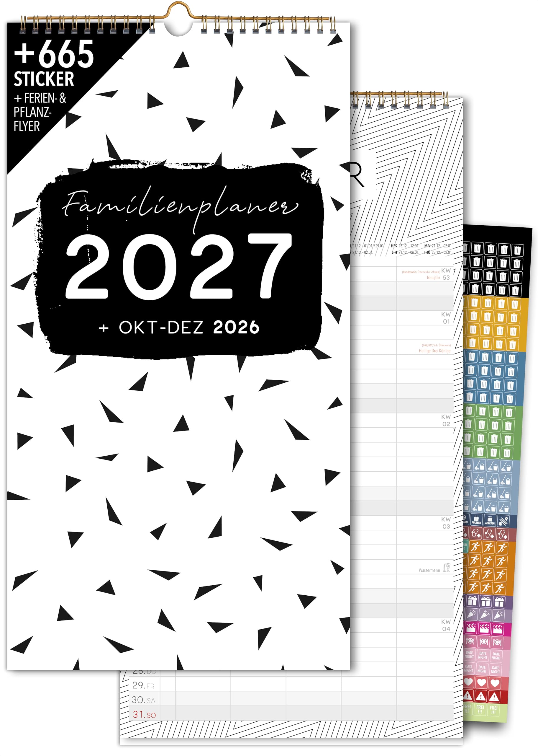 Schöne Güter® Familienkalender 2027 Familienplaner 5 Spalten