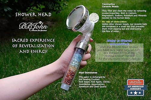 Miniatura 2 de Cabezal de ducha de cristal chakra. Piedras preciosas naturales. Cristales curativos. Purificación de agua. Mineral. Equilibrio de ph. Energía