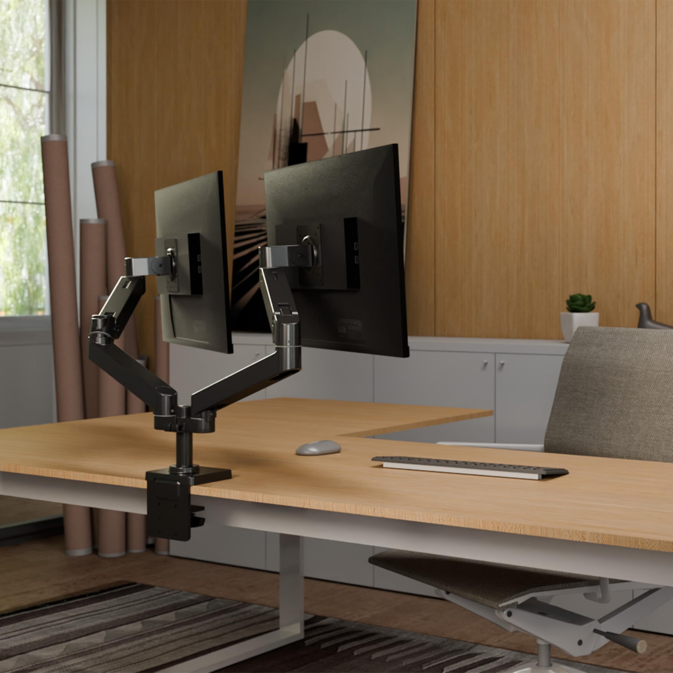 ERGOTRON LX PRO Dual Monitor Arm – uchwyt stołowy z funkcją Constant Force ™ na 2 monitory obok siebie do ok. 27 cali lub 1,8 – 9 kg, regulacja wysokości 33 cm, standard VESA, kolor czarny