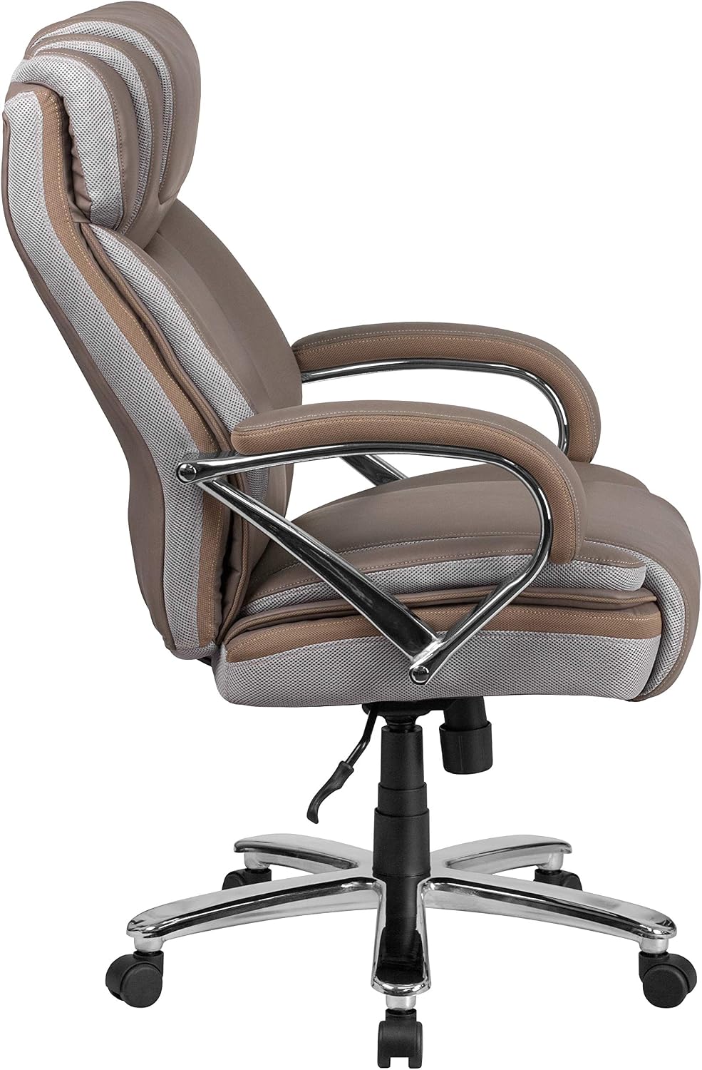 EMMA + OLIVER Hercules Series Big & Tall 500 lb. Rated Taupe LeatherSoft Executive Swivel Ergonomic Office Chair with Extra Wide Seat