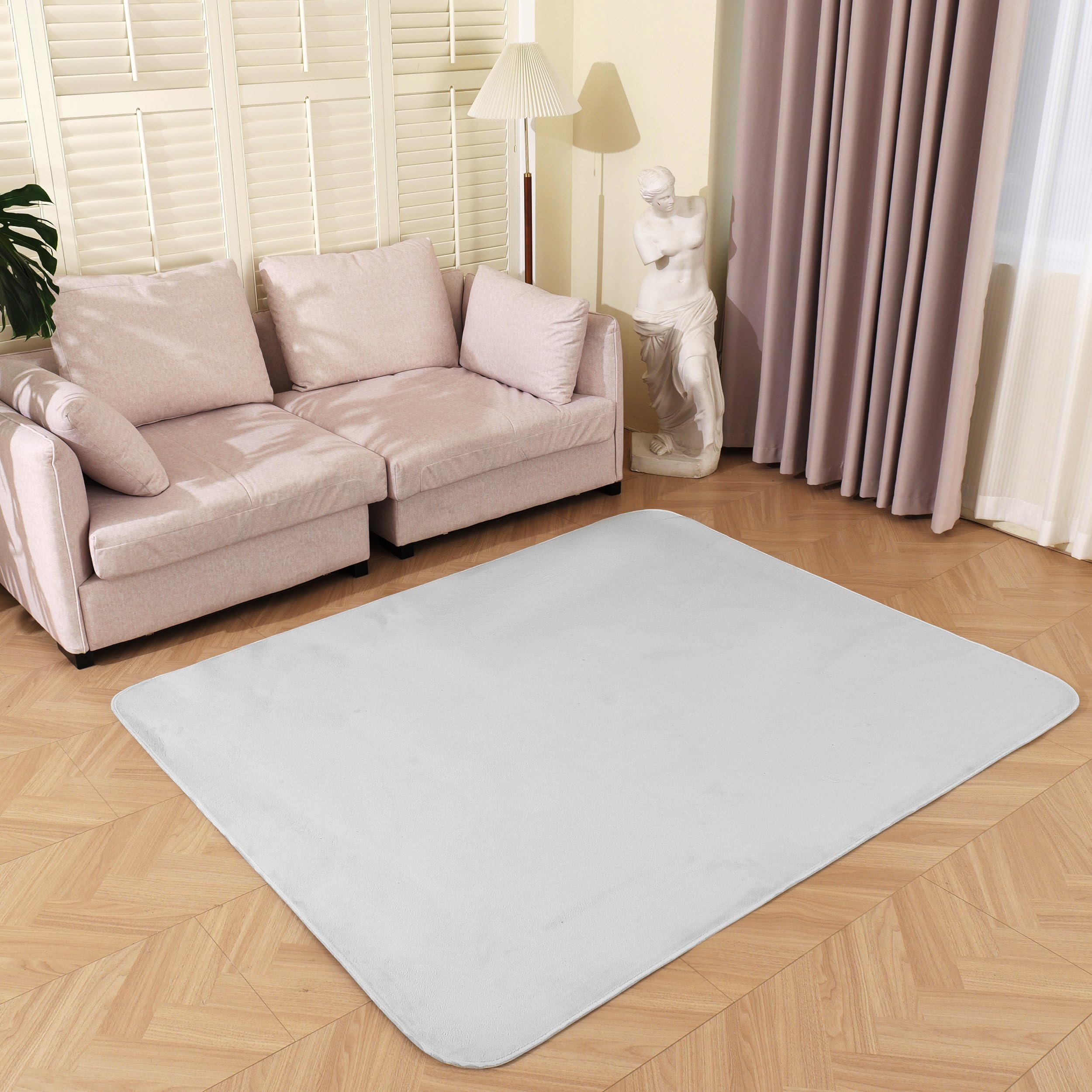 DALINA Textil - Alfombra Decorativa de Pelo Corto Extra Suave -Alfombra Antideslizante para Salón Dormitorio Rectangular 160 x 200 cm Gris Claro