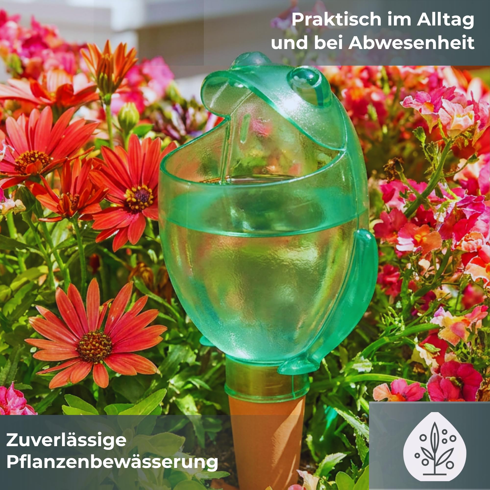 Dozownik wody "Froggy" M kolor zielony, rozmiar 15 cm, pojemność 140 ml do 4 dni nawadniania roślin (10)