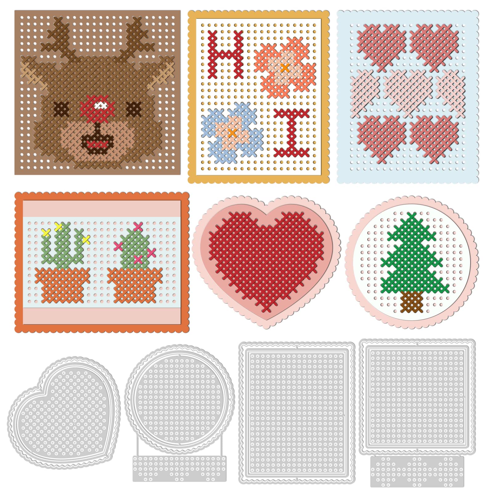 GLOBLELAND Stitch Cutting Dies Metal Love Rectangle Frame Die Cuts Embossing Stencils Template for Paper Card Making Decoration DIY Scrapbooking Album Craft Decor