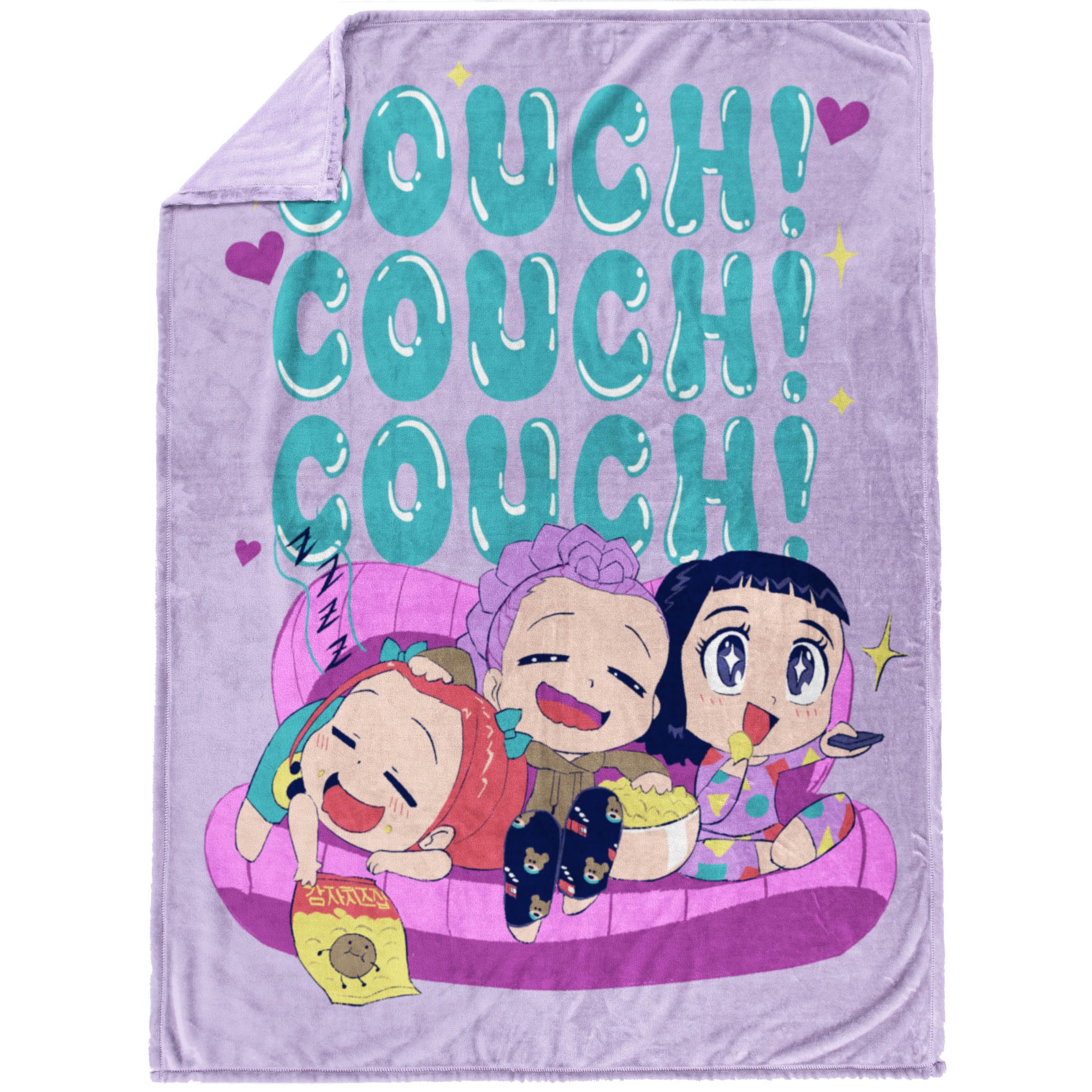 Jay Franco Kids Plush Throw Blanket – Ultra Soft Cozy Plush Fleece for Bed, Couch, Sofa, Home Décor, Official Licensed Huntrix, Purple - Kpop Demon Hunters, 50x60 - Large Throw