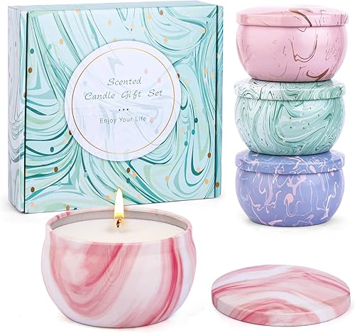 Regalos de velas, velas perfumadas, juego de regalo de Navidad para mujeres, paquete de 4 velas de aromaterapia para el hogar, velas de cera de soja