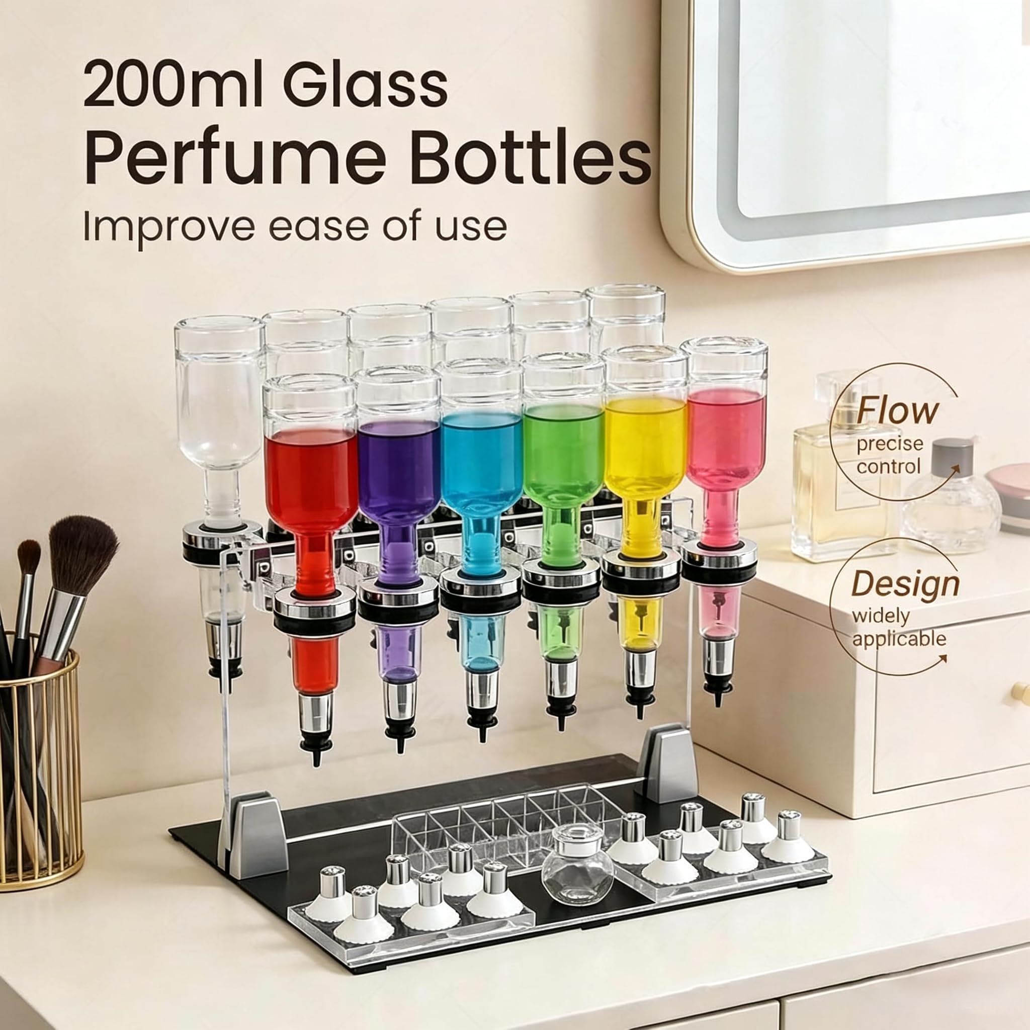 200-ml-parfümabfüllmaschine Mit 12 Pumpköpfen Und 12 Testbechern, Manuelles Parfümspender-set Für Parfümerien, Studios Und Salons