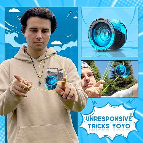 Miniatura 6 de FETESNICE Yoyo Yoyo profesional sensible para niños principiantes, Yoyos de metal de doble propósito, Yoyo que no responde para jugadores avanzados