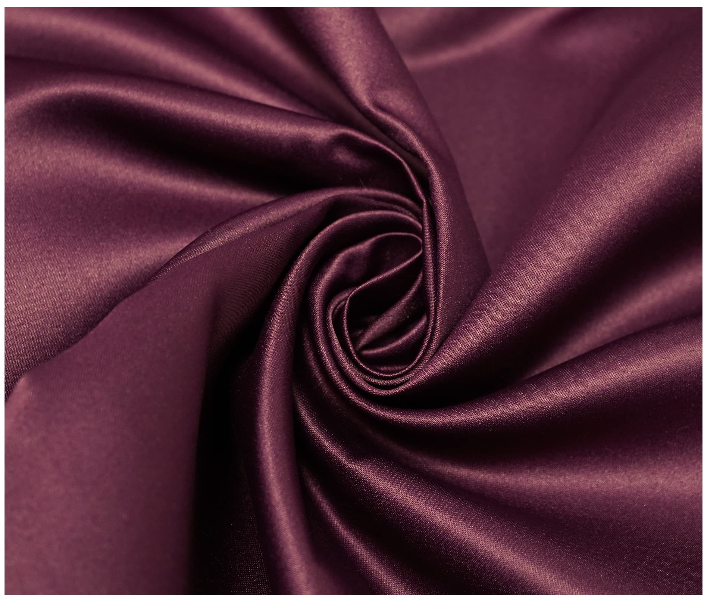 Matte Duchess Bridal Satin Polyester Fabric for Dressmaking Wedding Crafts Quilting Sewing 150cm Wide (2 Metre (200 x 150cm), Aubergine) — image 1