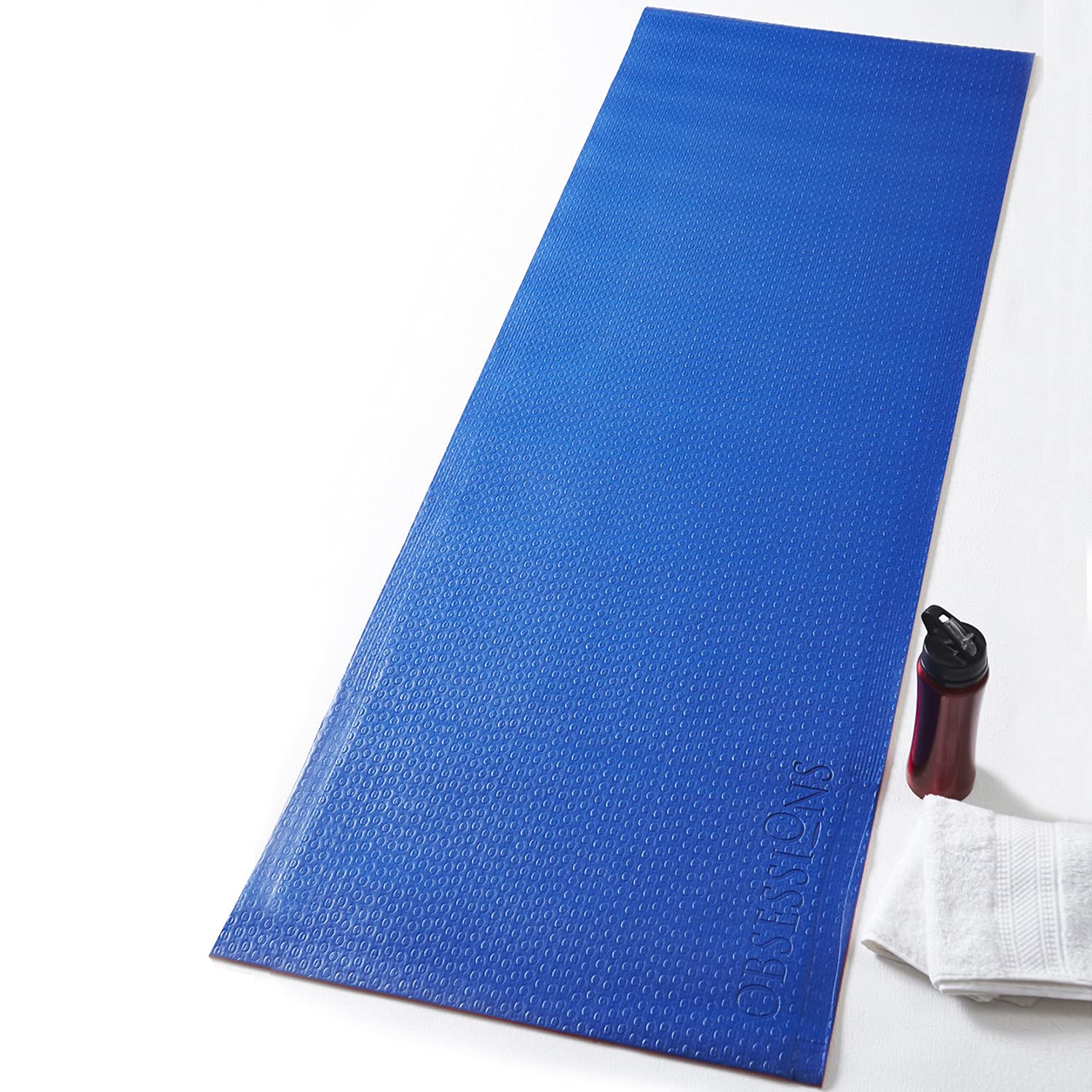 OBSESSIONS Reversible Solid Anti-Slip PVC Yoga Mat with Carrying Strap (W)61 X (L)173cm, Red & Blue-picture-22