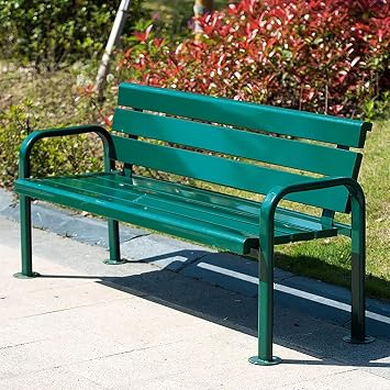 FQWYNMZ Outdoor Garden Bench, Community Park Benches, Metal Bench with Backrest and Armrests, Cast Iron Steel Frame Chair, Weatherproof, for Parks/Communities180cm/71in