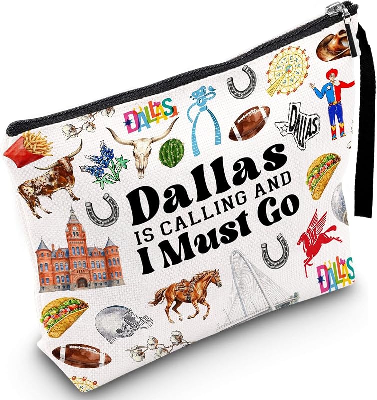 Necessaire de maquiagem Quornova Dallas com estampa de letras e zíper
