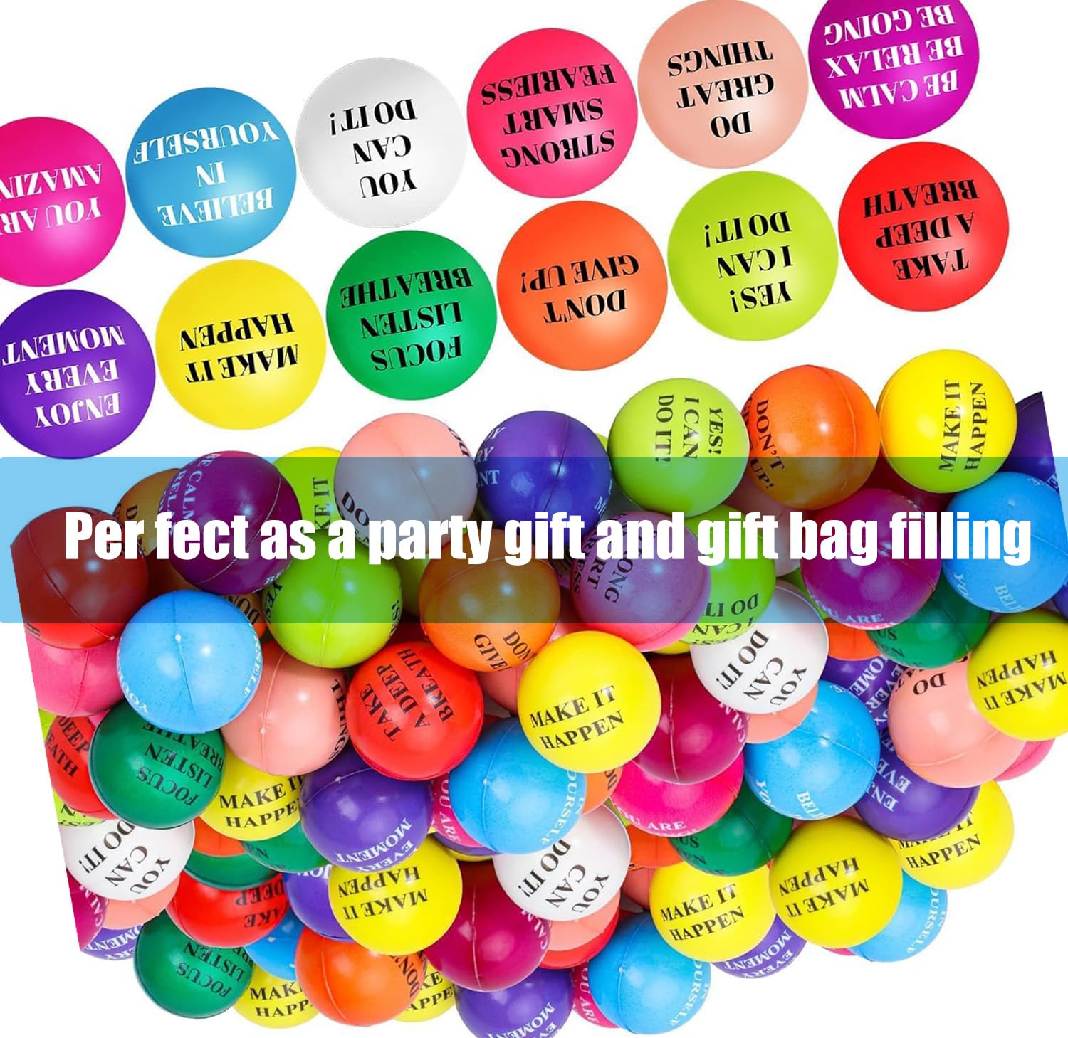 96 Stück Motivierende StressBälle Bunte Schaum Bälle Inspirierende Stress Linderung Bälle Zitate StressBall Packung Klein Stressabbau Bälle für Linderung Motivierend Ermutigend 12 Stile-5cm