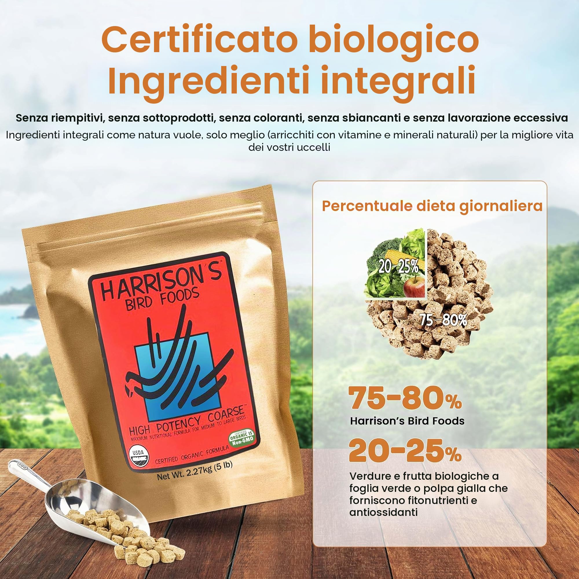 Harrison's High Potency Coarse, mangime completo per pappagalli, 2,3 kg