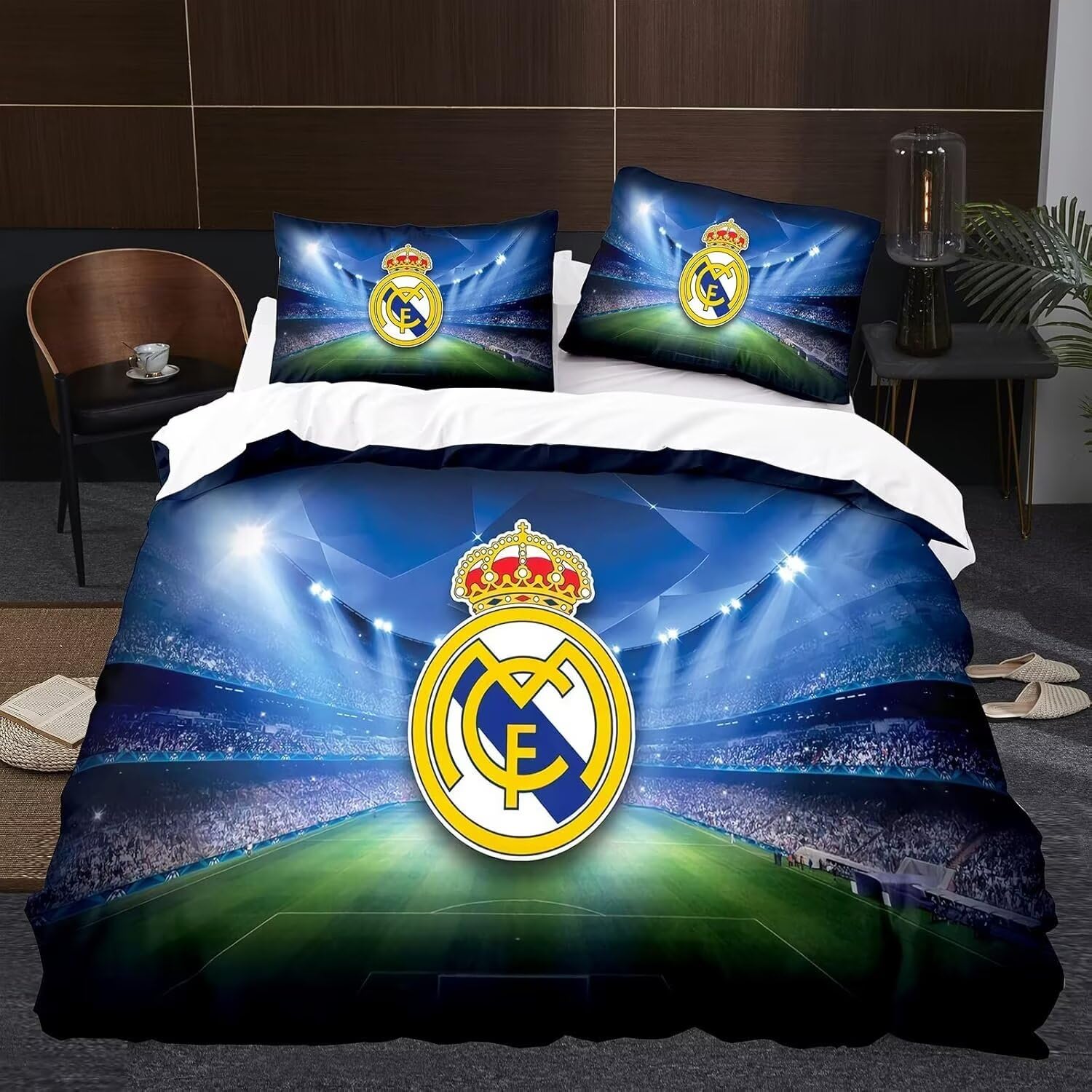 Shaari Real Madrid Fundas Nórdicas Cama 90 de 3 Piezas - Fundas Poliéster Nórdico 150x200cm con 2 Fundas de Almohada 50x75cm