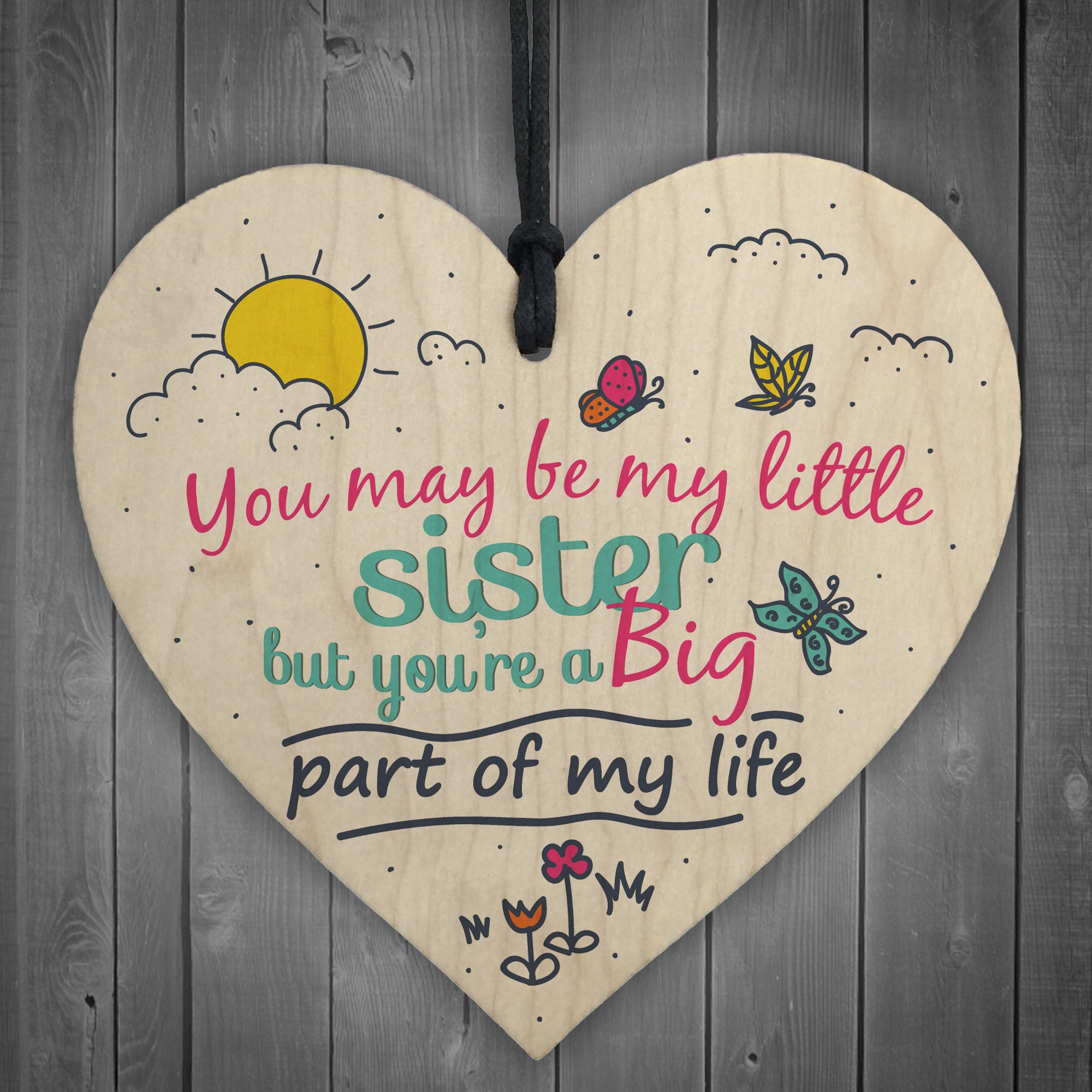 Red Ocean Little Sister Big Part Of My Life Wooden Hanging Heart Plaque Sister Love Best Friend Thank You Sign