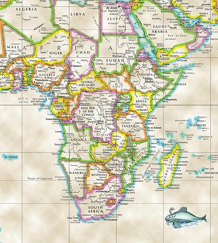 Miniatura 4 de Mapa de pared del mundo antiguo, estilo del viejo mundo, tamaño de póster (36 pulgadas de ancho x 24 pulgadas de alto), papel enrollado