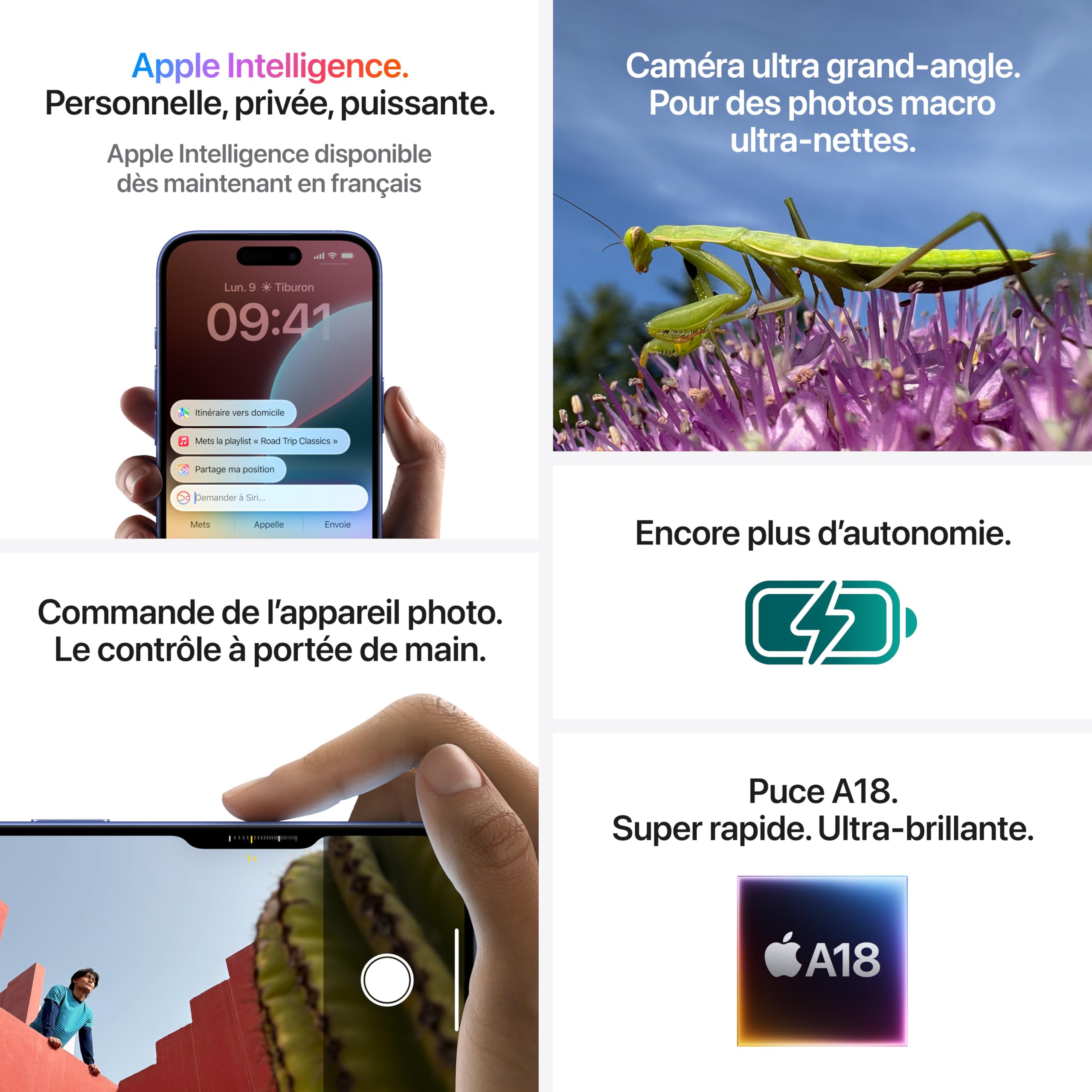 Apple iPhone 16 (128 Go) - Blanc