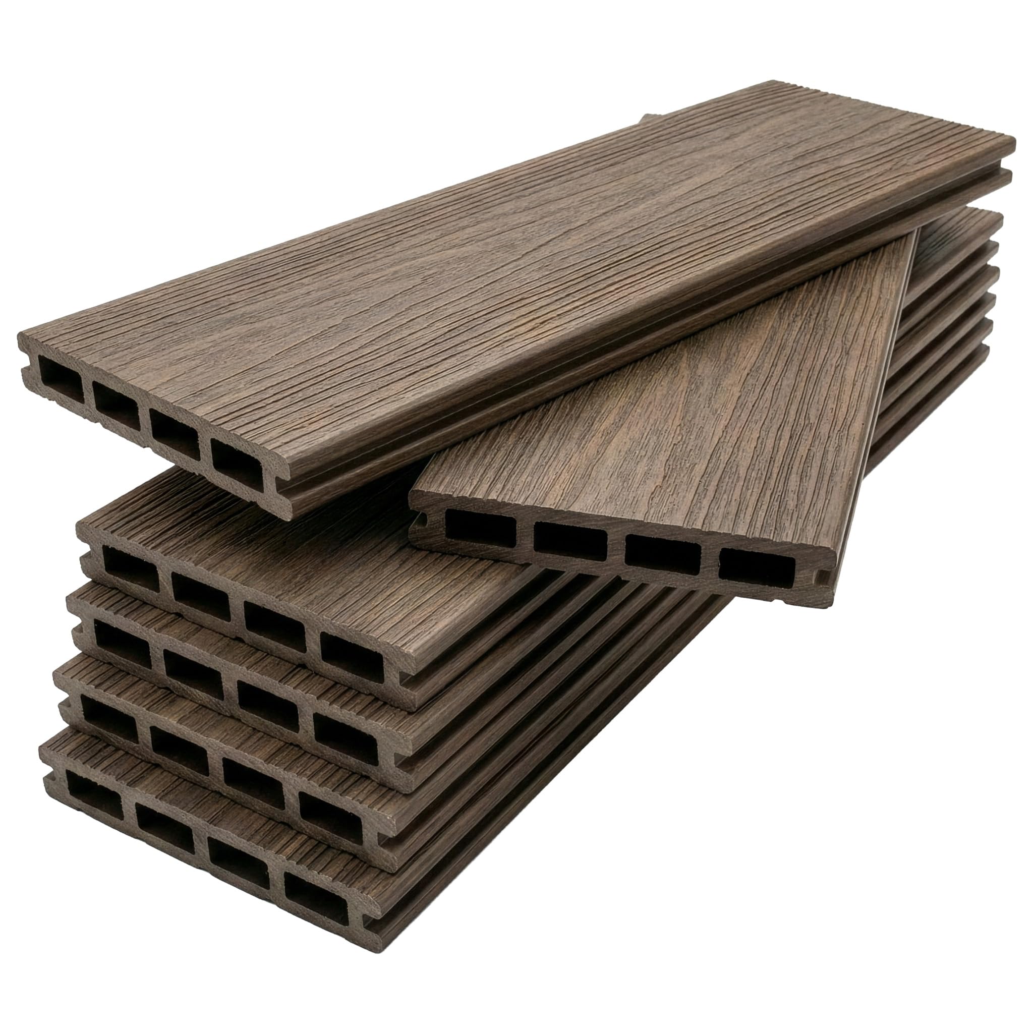 Floordirekt WPC pavimentazione per terrazza 220x14,6cm – Assi piene con camera d'aria, set completo, incl. sottostruttura & materiale di montaggio, resistente agli agenti atmosferici e ai raggi UV per