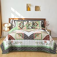 Vista 24 de BEDIFANY Edredón de algodón tamaño Queen, colcha ligera tamaño Queen, color verde azulado, colchas acolchadas, juegos de ropa de cama