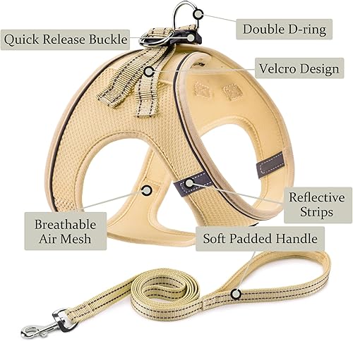 Vista 16 de BOOMIBOO Juego de arnés para perro con correa, arnés reflectante ajustable sin tirones para cachorros y gatos pequeños, medianos y grandes, rosa, S
