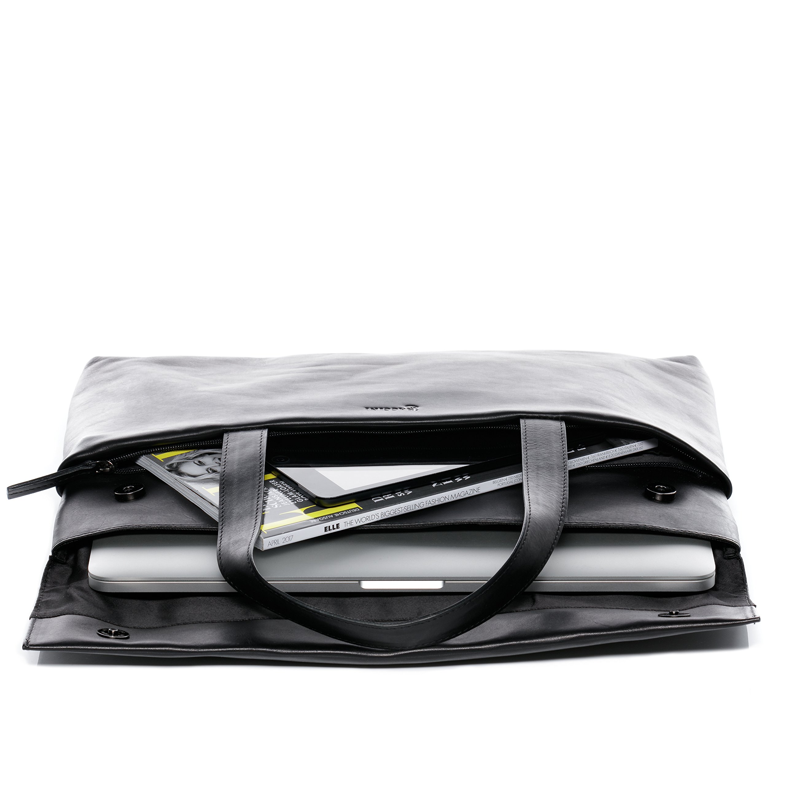BACCINI Bolso para portátil Cuero I Funda Notebook 15,6" con Compartimento Acolchado para el portátil I Maletín para Laptop, Bolso Notebook Vito Negro Hecho a Mano