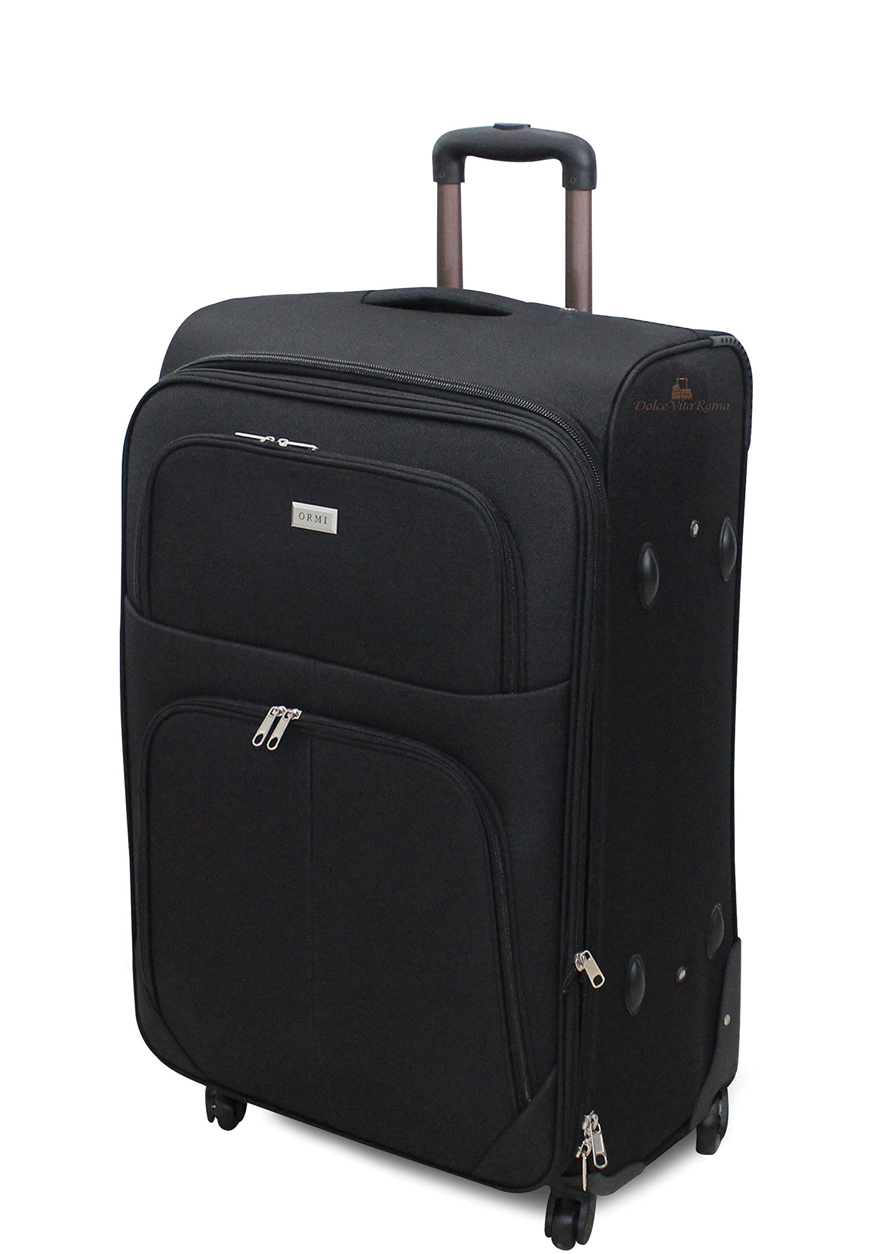 ORMI trolley gigante XXL da stiva grande extra large 4 Ruote espandibile in profondità (Nero, XXL (85x35x52))