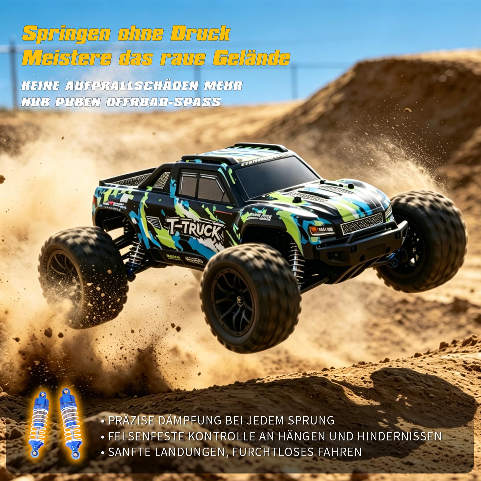 HAIBOXING Coche teledirigido 1:18 sin escobillas, 4WD RC Auto 48 + km/h de alta velocidad RC Monster Truck, 2,4 GHz All Terrain Carreras, Camión Monstruo teledirigido para niños, adultos y niños