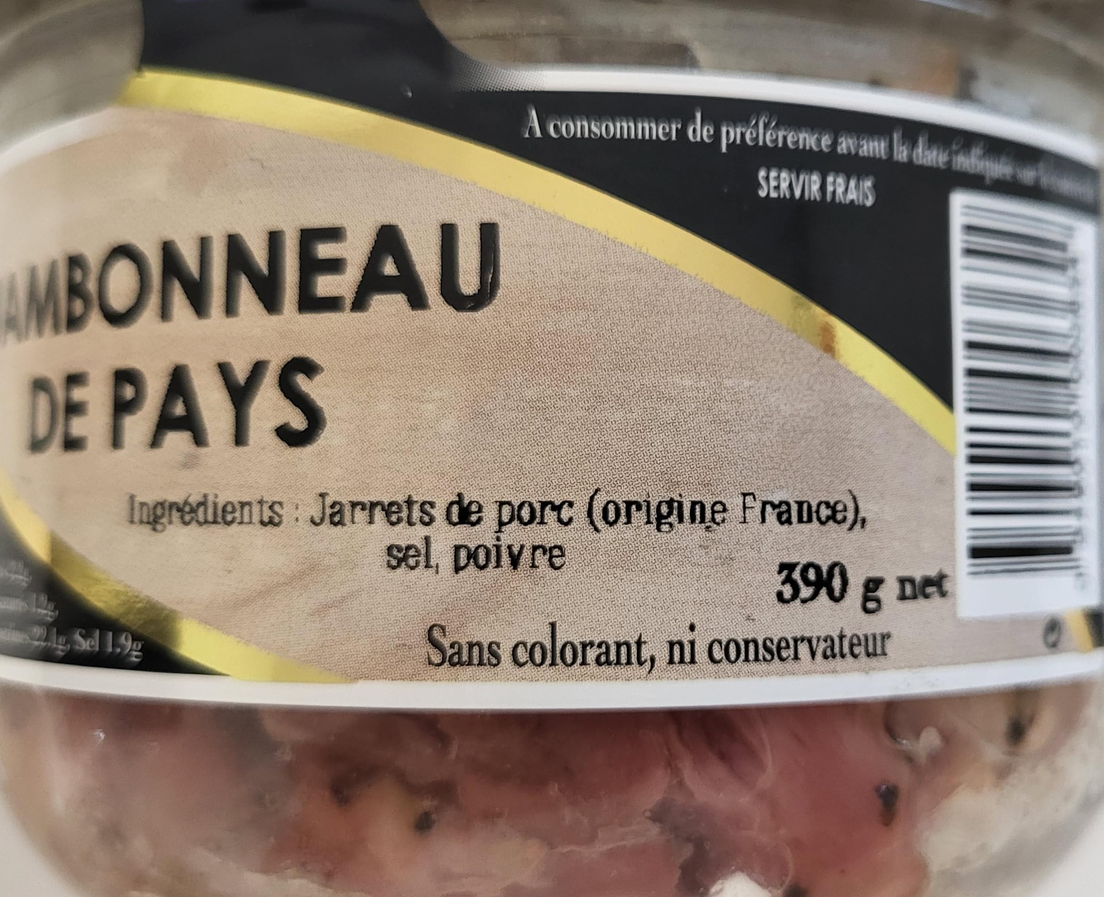 Jambonneau ou Jarret de Porc de Pays - Origine France - Conserve de 390 g net - sans colorant et sans conservateur - Salaisons Oberti