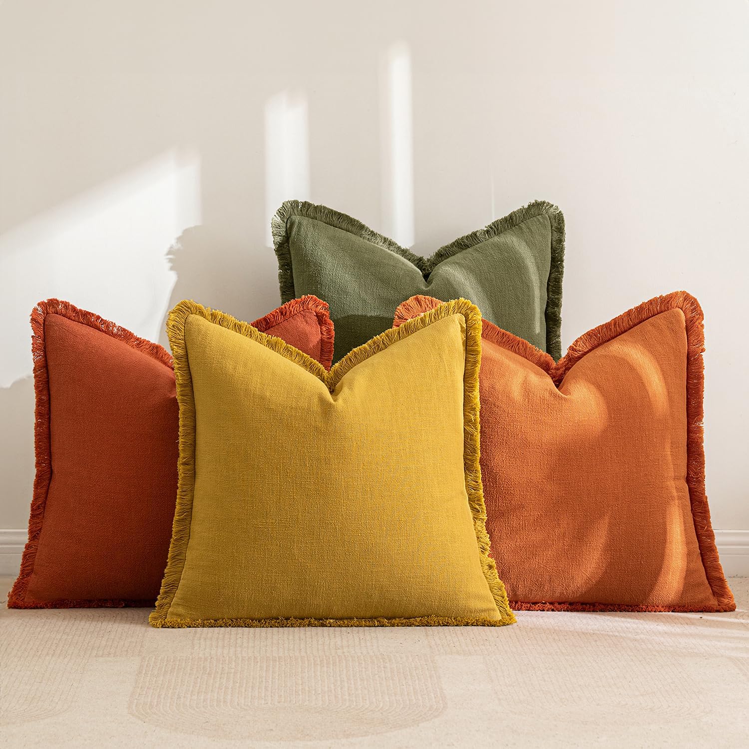MIULEE Linen Pillow Covers 18x18 Inch Decorative Throw