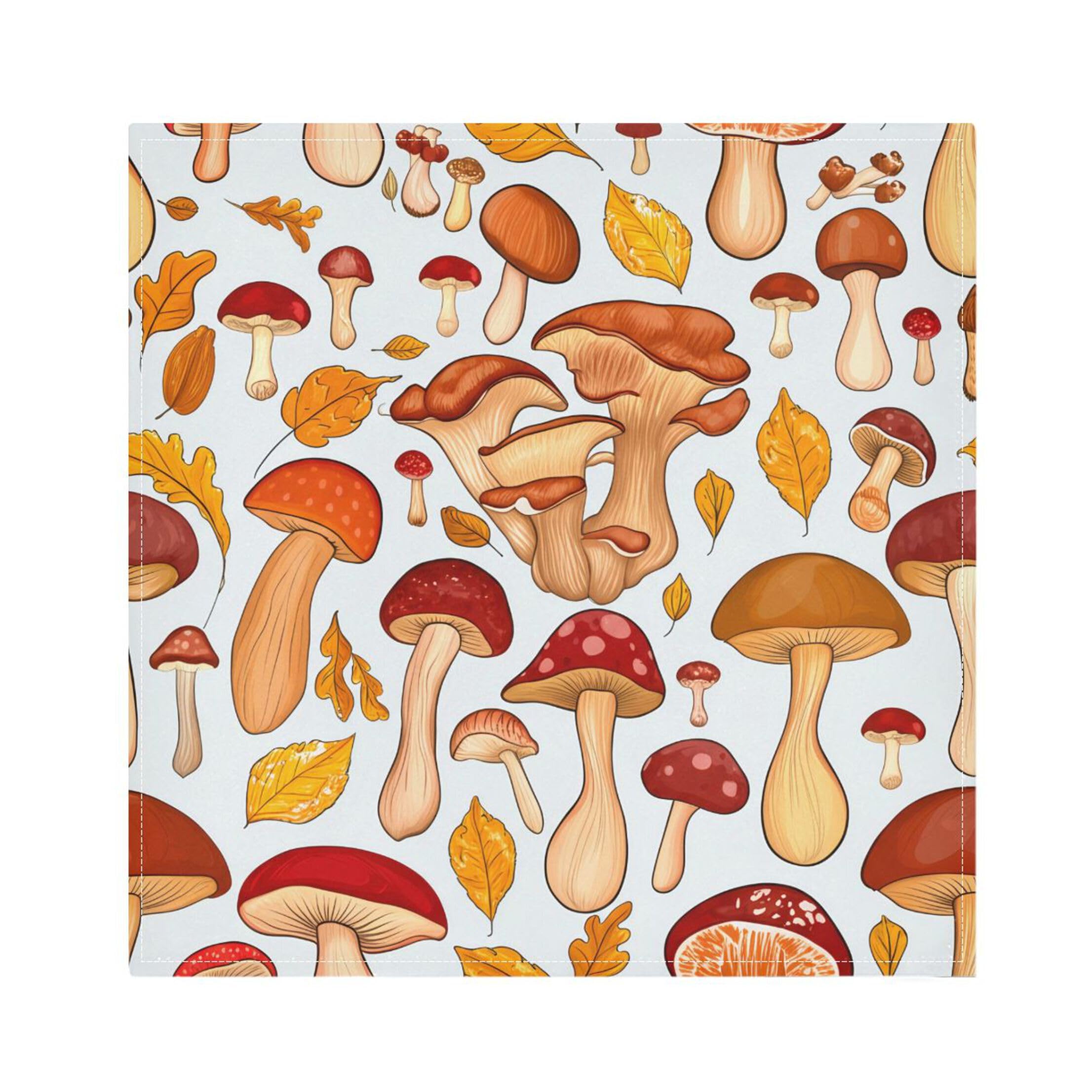 Fuauuyl Cloth Napkins Set of 6 Mushrooms Dinner Napkins 20x20 in, Washable & Reusable Fabric Table Napkin for Dining Parties Holiday, Eco-Friendly
