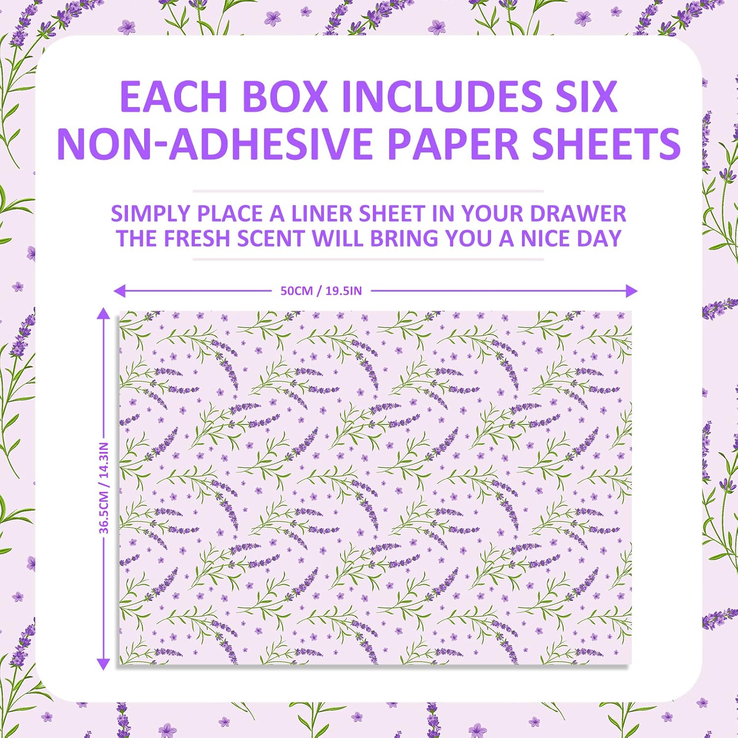 Lavender Scented Drawer Liners, Scent Paper Liners for Drawers
