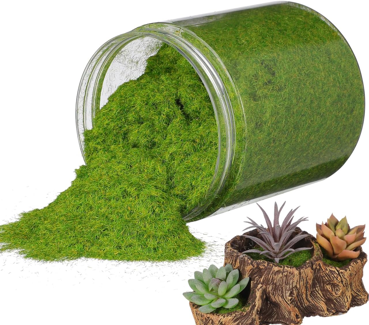 SUPVOX Realistic Moss Powder: Emerald Green Nylon Flocking Grass for Dioramas - Vivid Fake Lawn Powder for Model Railroads, Fairy Gardens & DIY Crafts