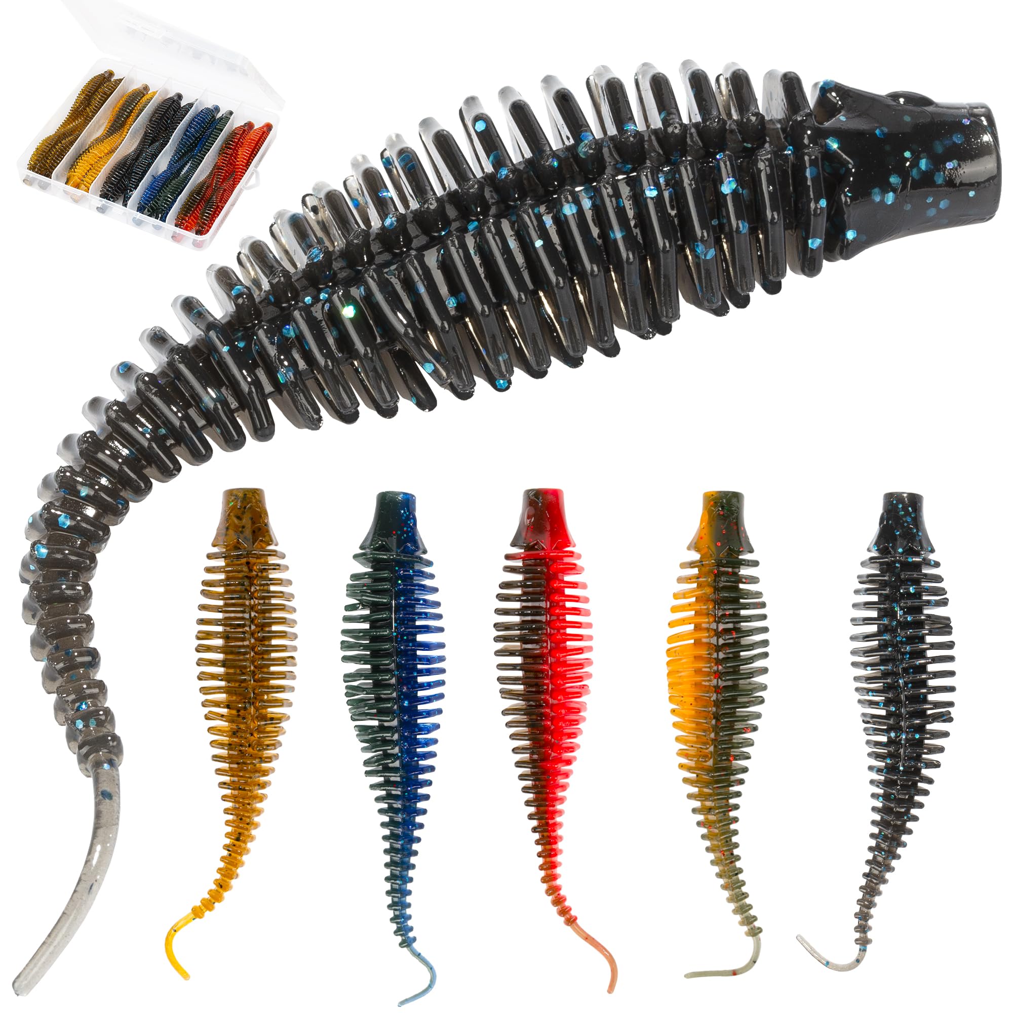 Ned Rig Worms & Shrimp Lures Kit – 140pcs Soft Baits For Bass Fishing With Hooks