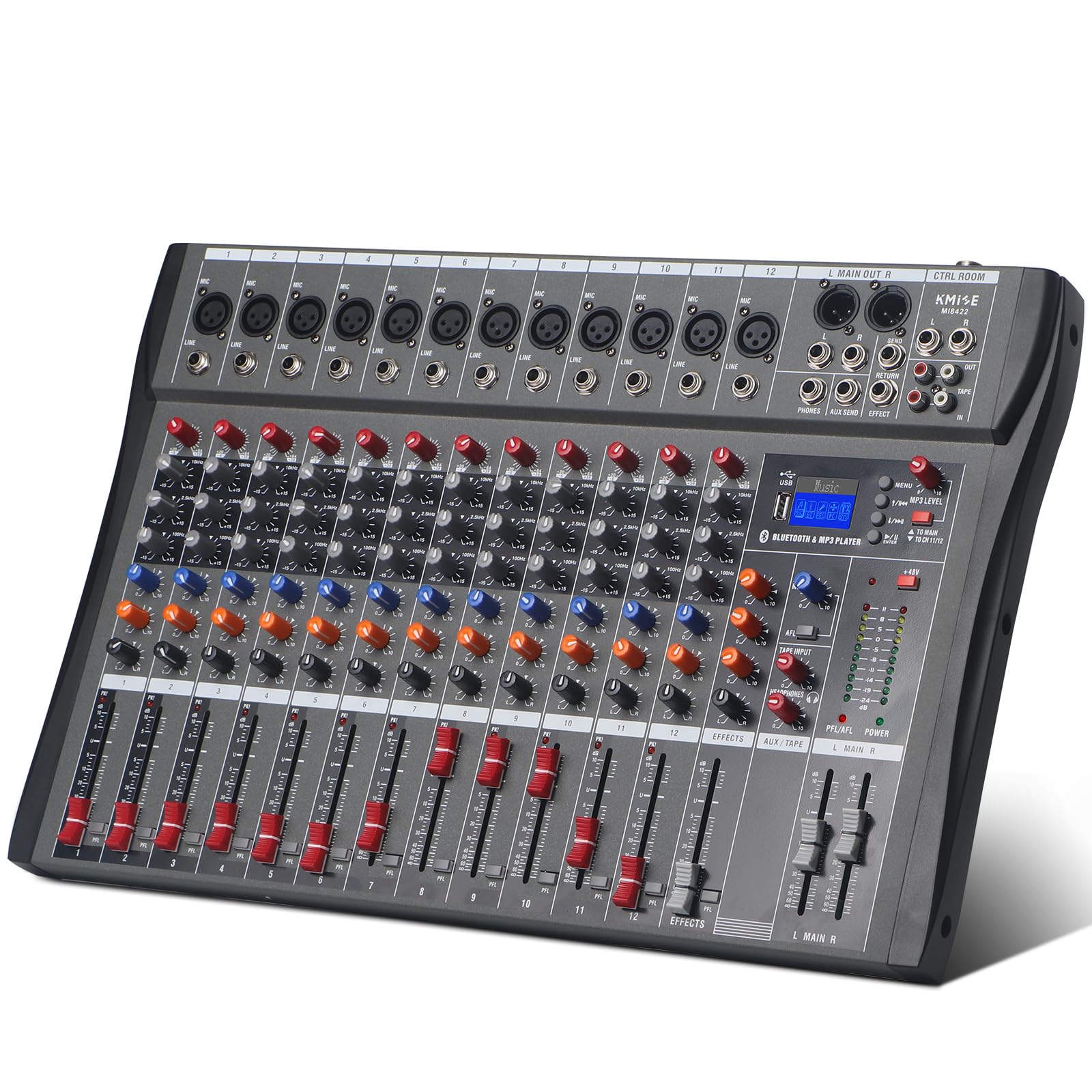 12 Channel Audio Mixer,Kmise Professional Sound Mixer with BT