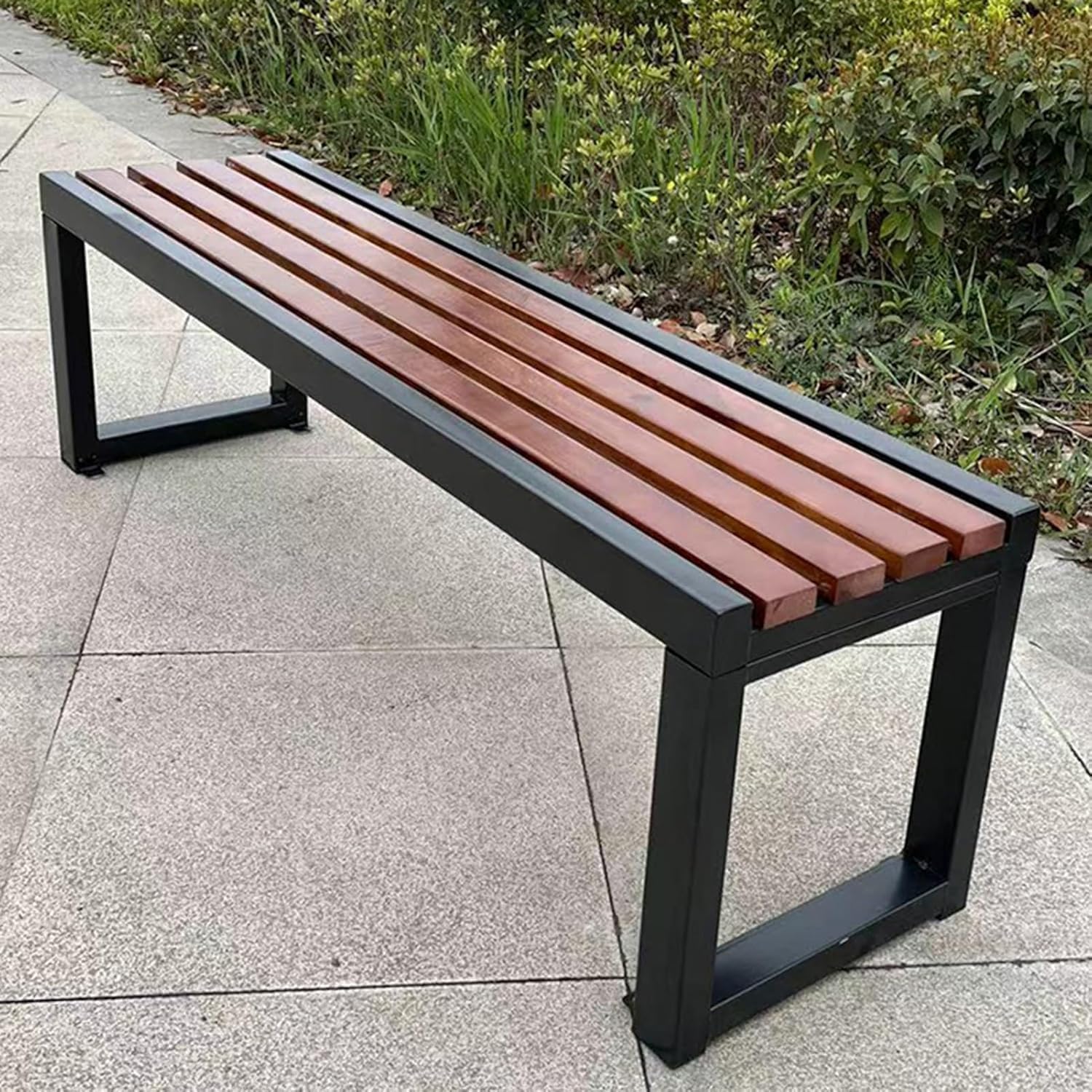 Outdoor Garden Benches, Terrace Benches with Flat Noodles Seats, Backless Benches, Suitable for Gardens, Porches, Parks(150cm/59in)