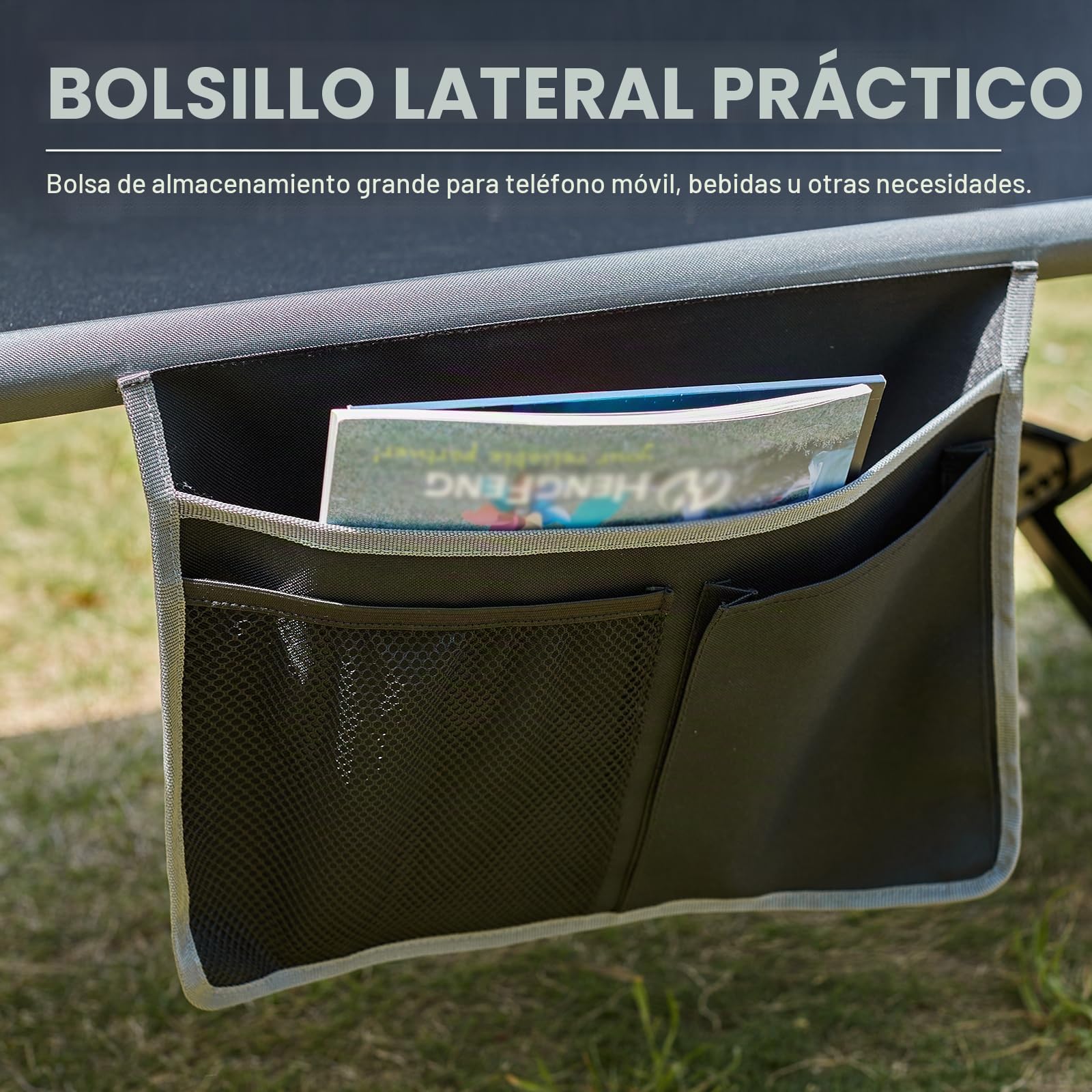 EVER ADVANCED Cama de Camping Plegable XXL 300 KG Capacidad de Carga Cama Plegable Grande y Ancha 214 cm x 106 cm Cama de Camping Estable para Acampada, Viajes, Interior, Exterior, Playa y jardín